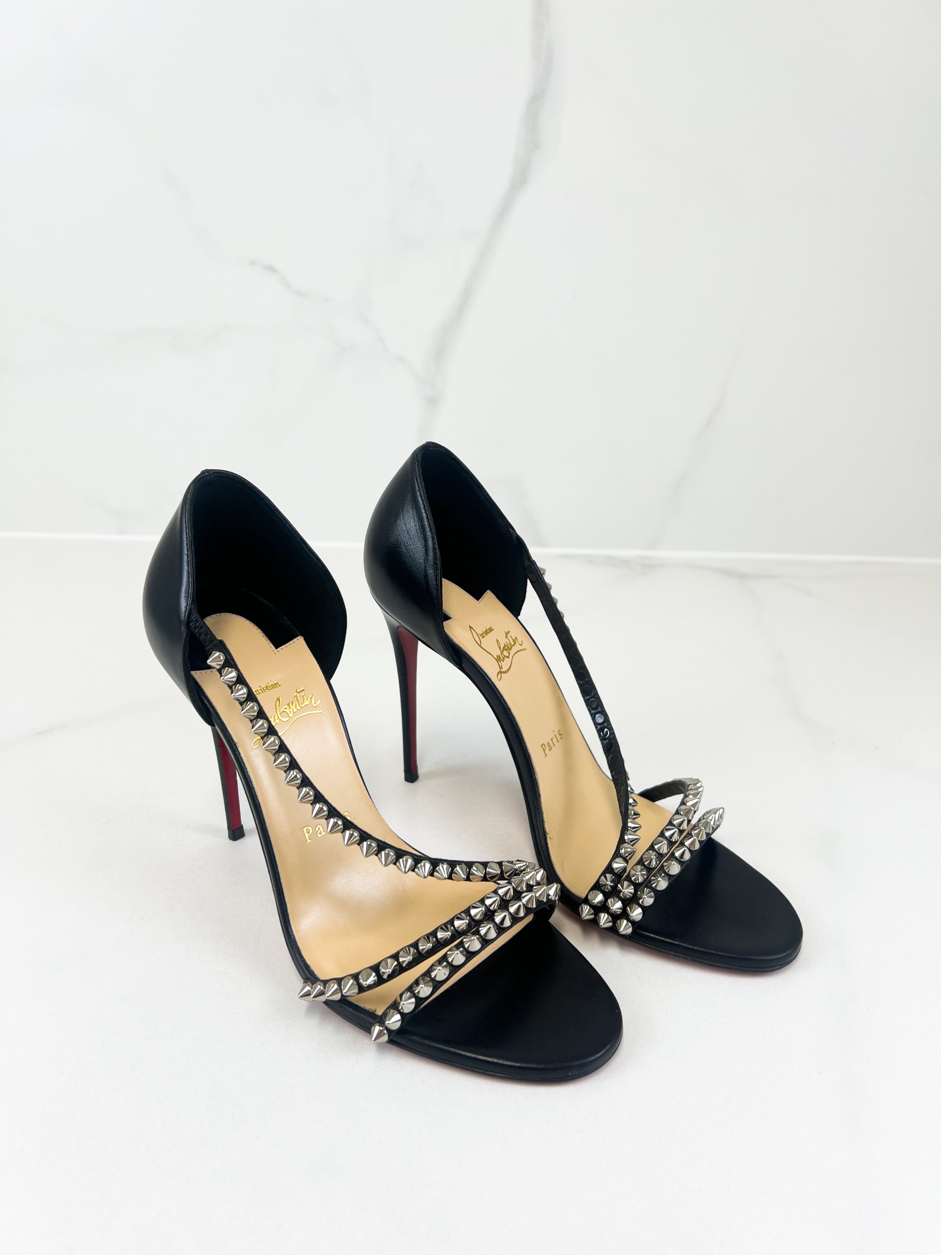 Christian Louboutin So Spike 100 Black Size 38.5