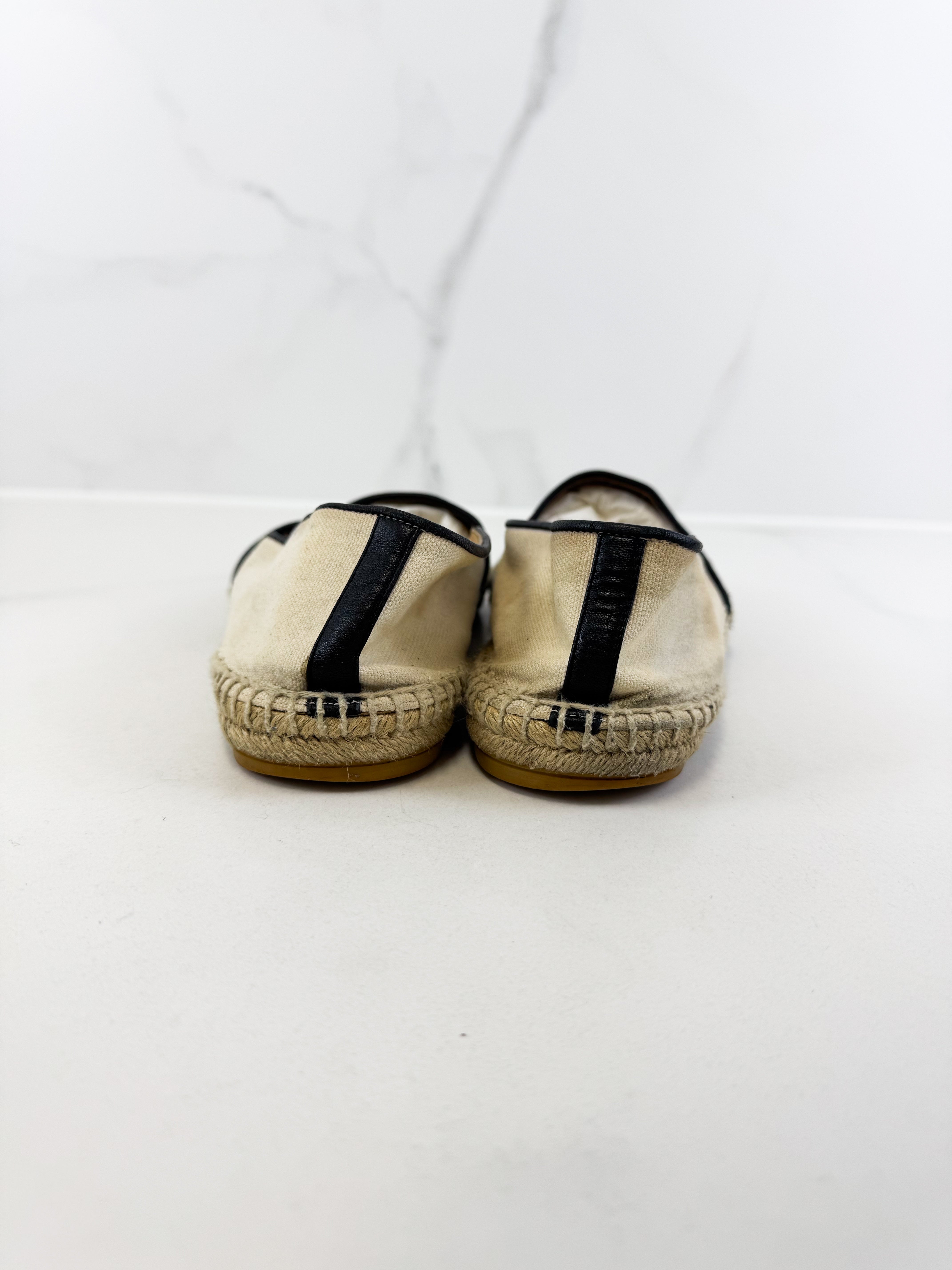 Gucci Leather/Canvas GG Logo Espadrille Size 38.5