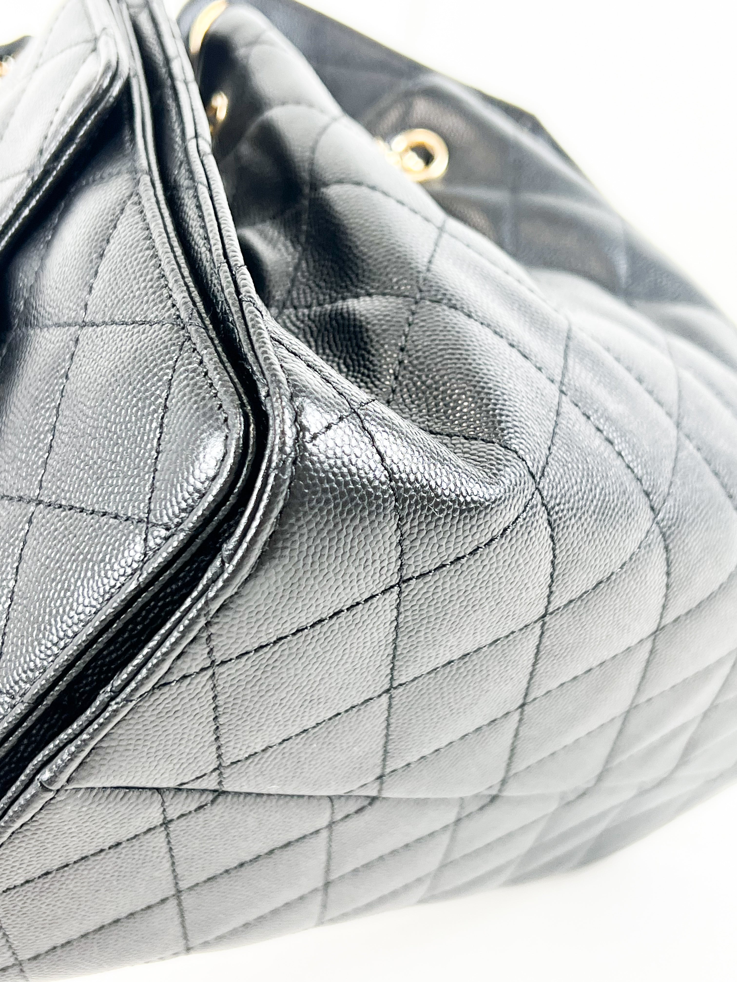 Chanel 25 Small Handbag in Black Grained Calfskin & Gold-Tone Metal