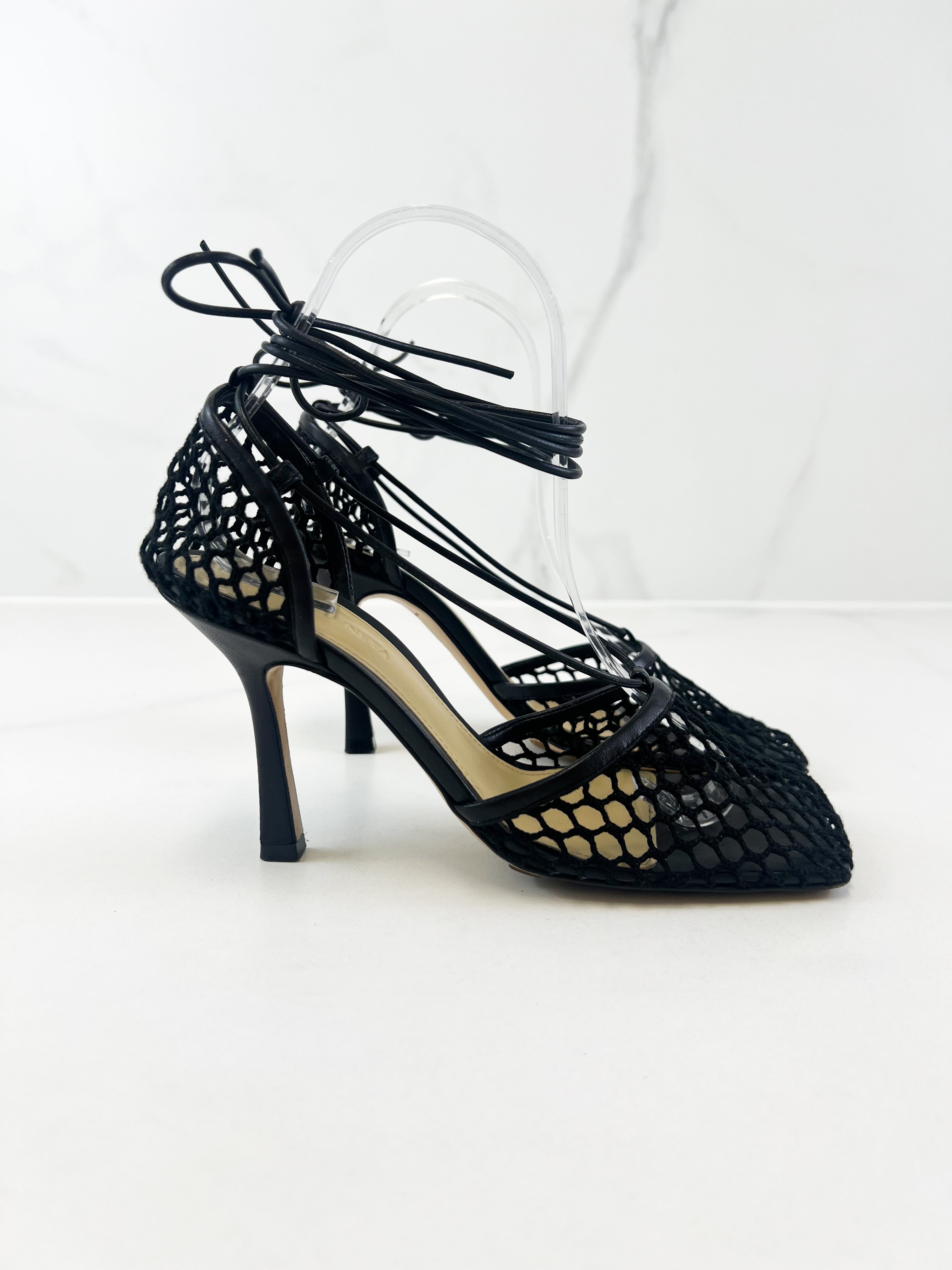 Bottega Veneta Stretch Lace Up Sandal Heel Size 37