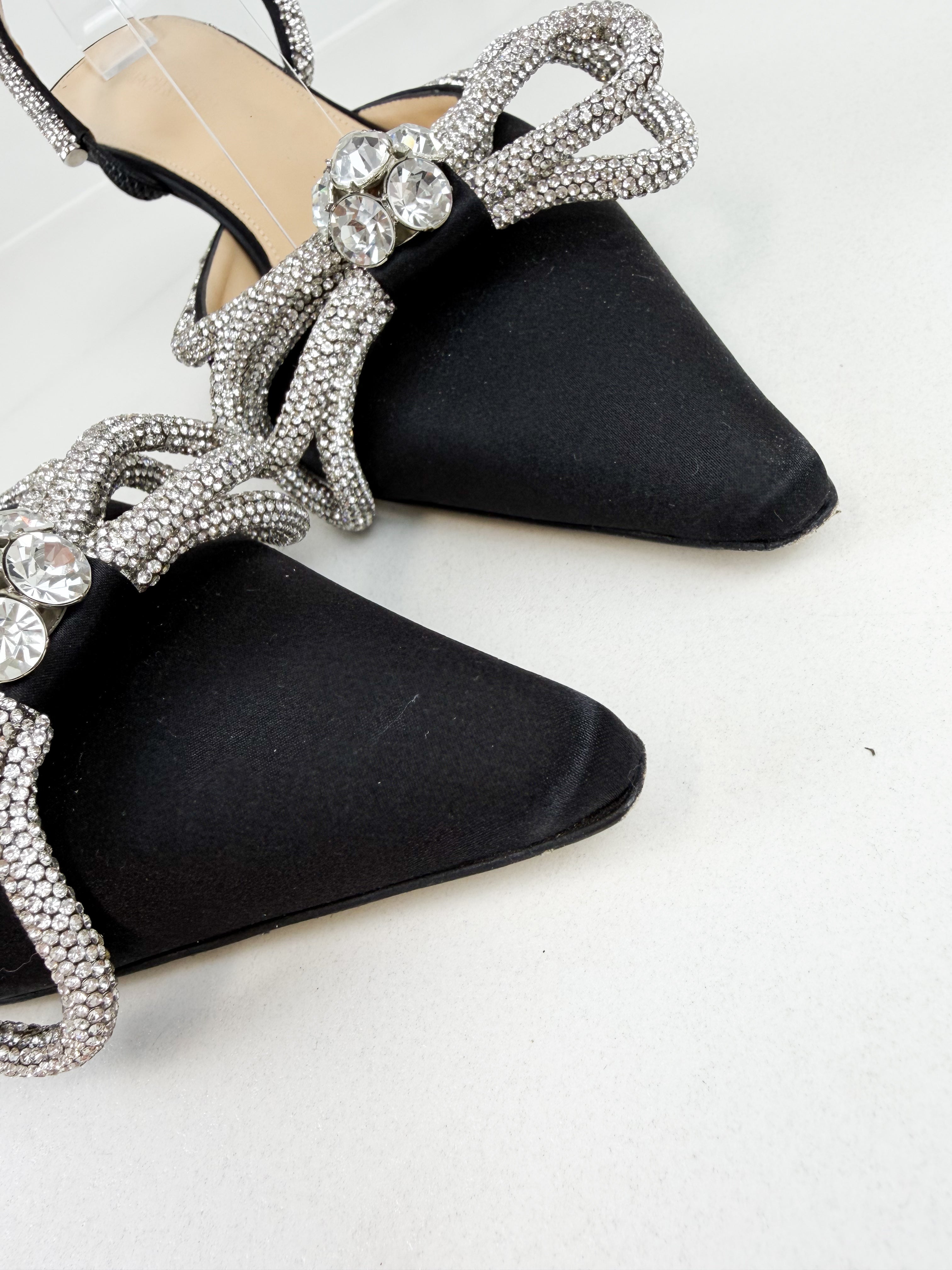 Mach & Mach Double Bow Embellished Crystal Kitten Heel Size 41