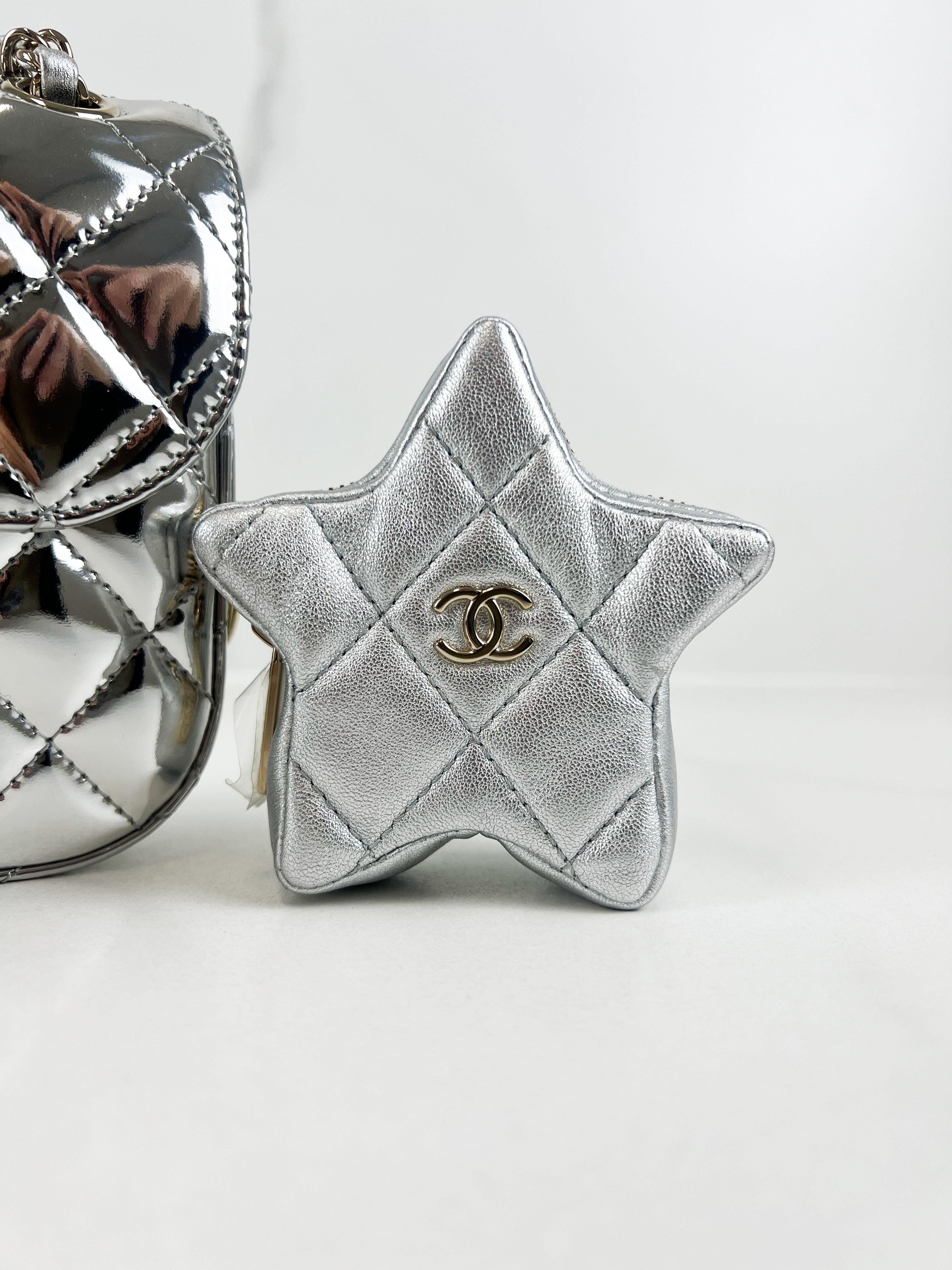 Chanel Patent Mini Square in Silver with SHW