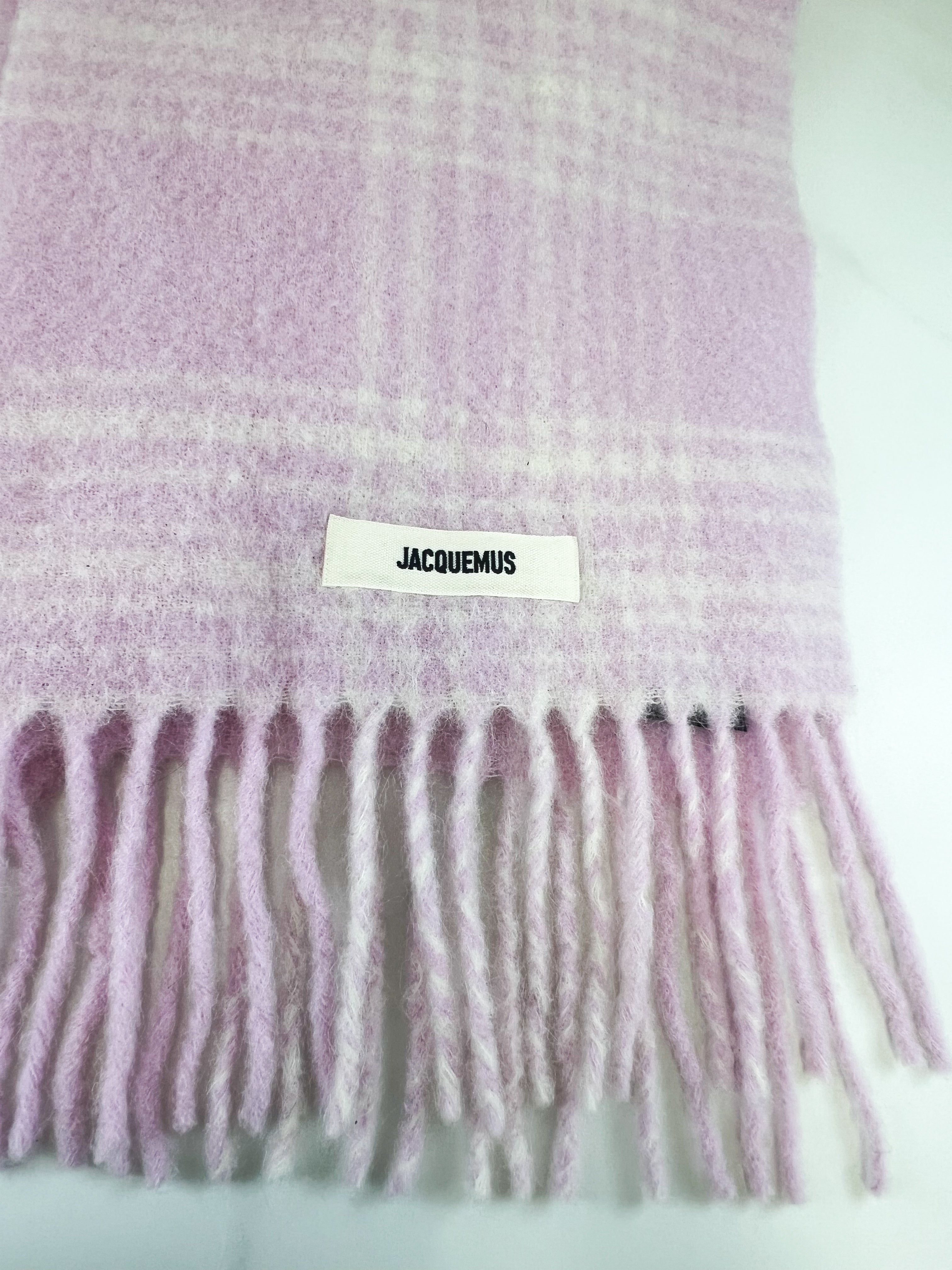 Jacquemus Wool-Blend Scarf in Pink / White