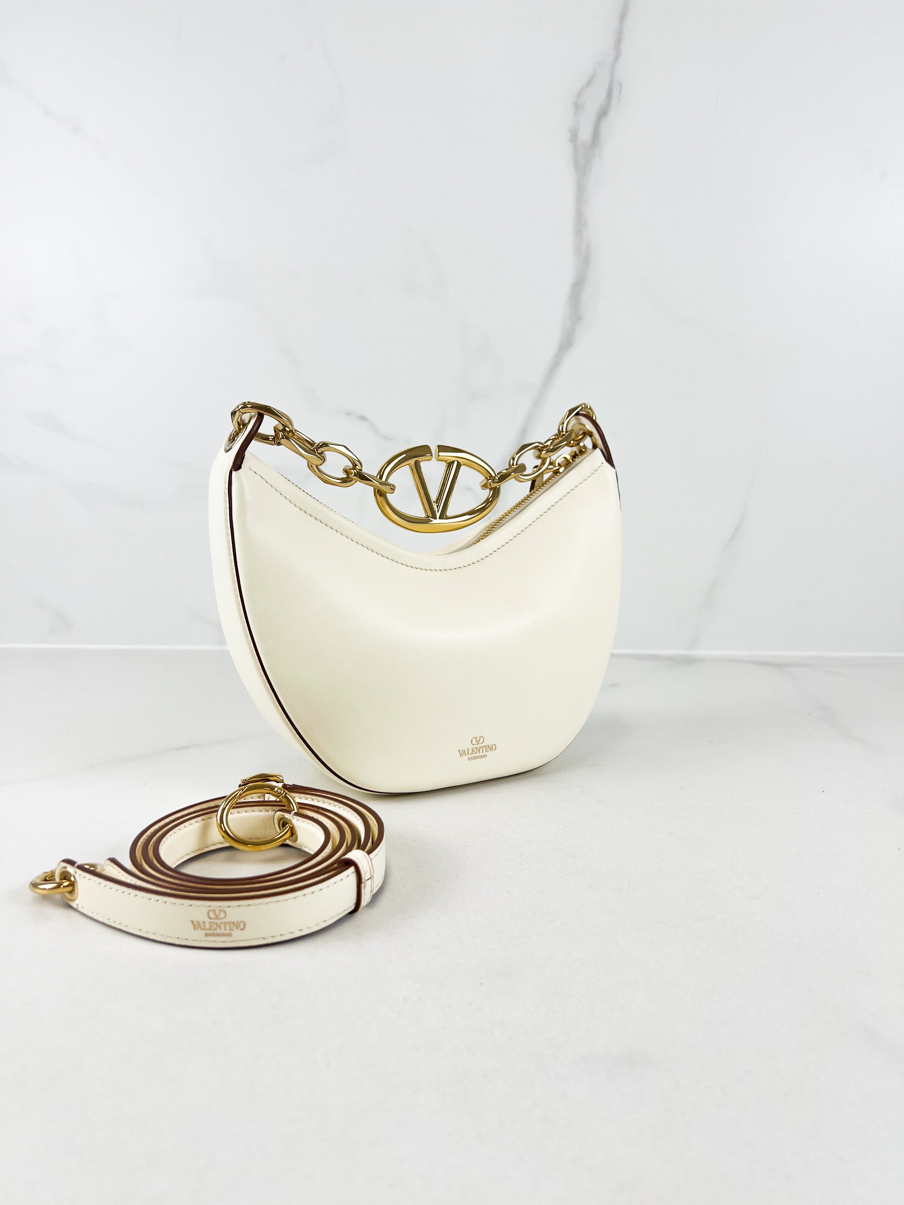 Valentino Garavani Cream Mini VLogo Moon Crossbody Bag