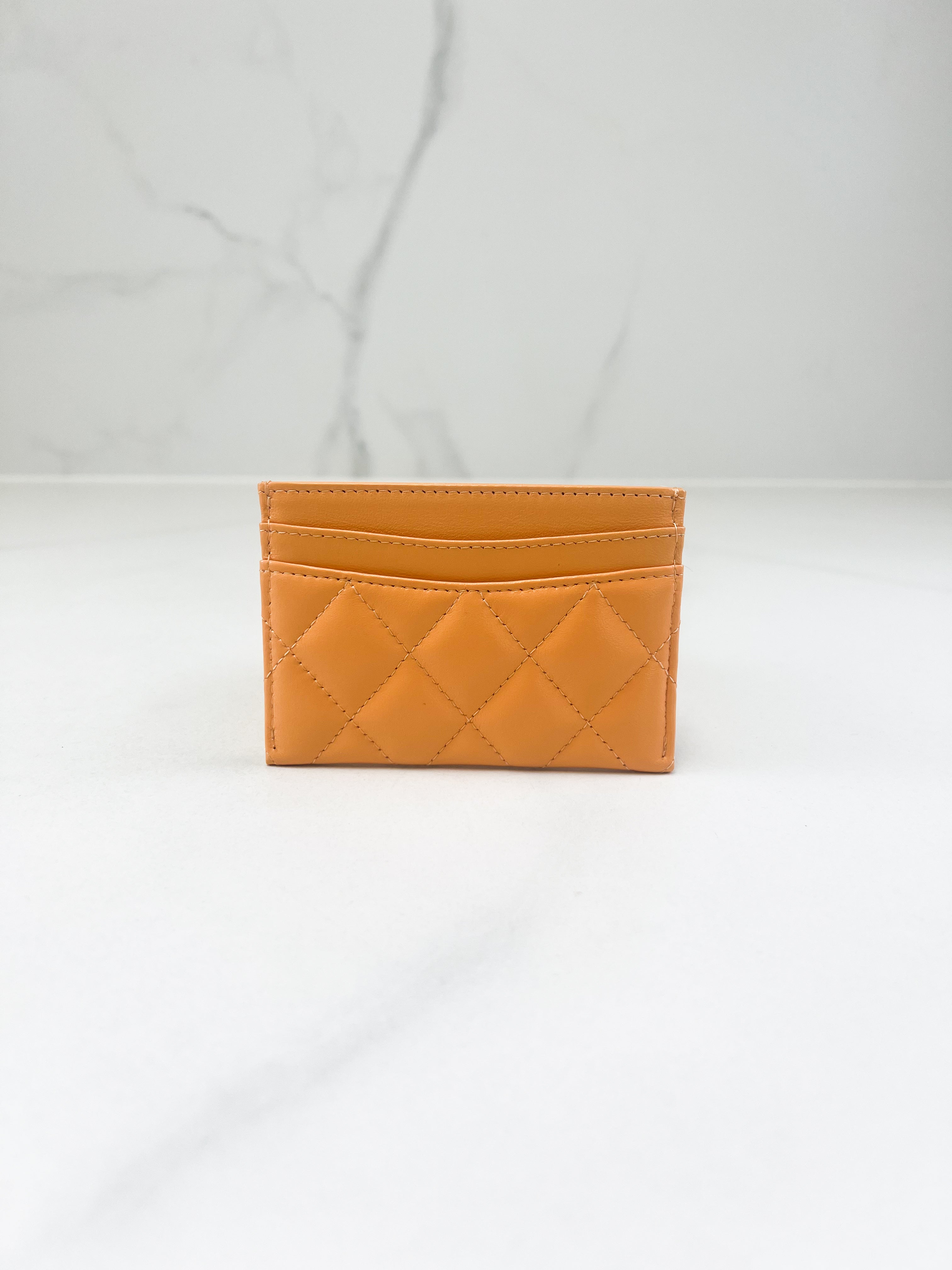 Chanel Lambskin Peach Pink CC Card Holder