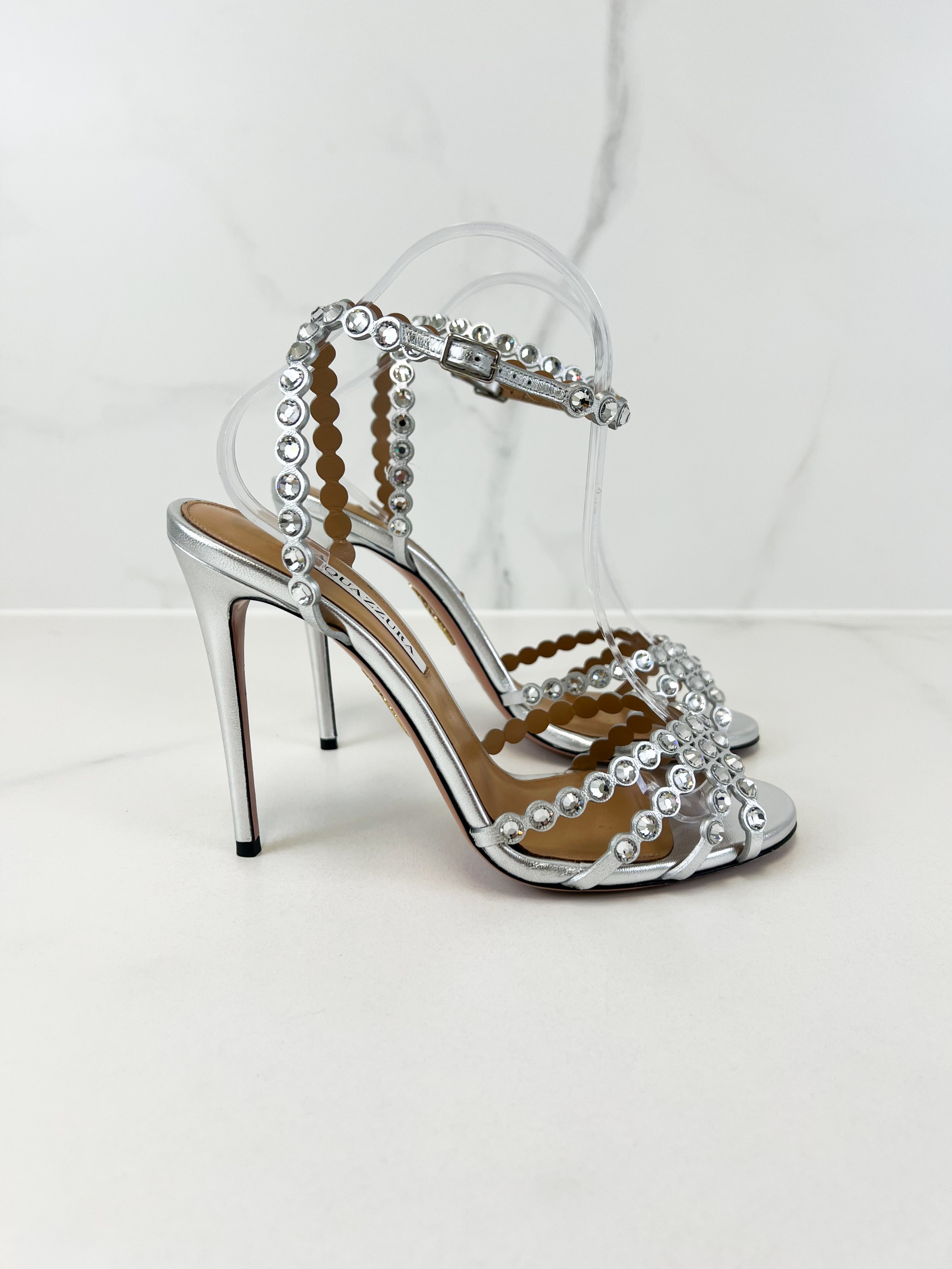 Aquazzura Tequilla 105 Embellished Slingback Pumps Size 40