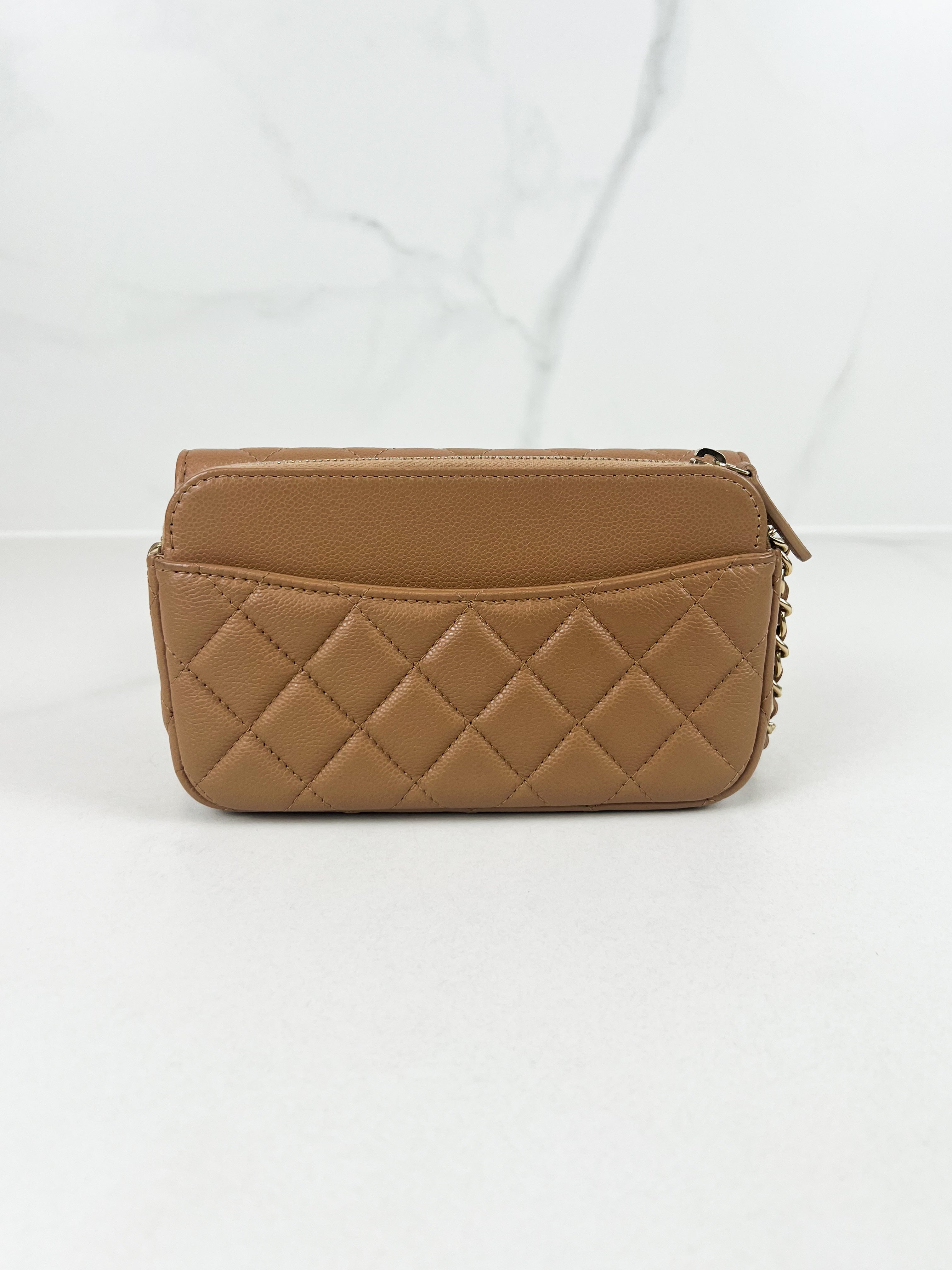 Chanel Caramel Classic Flap Phone Holder with LGHW