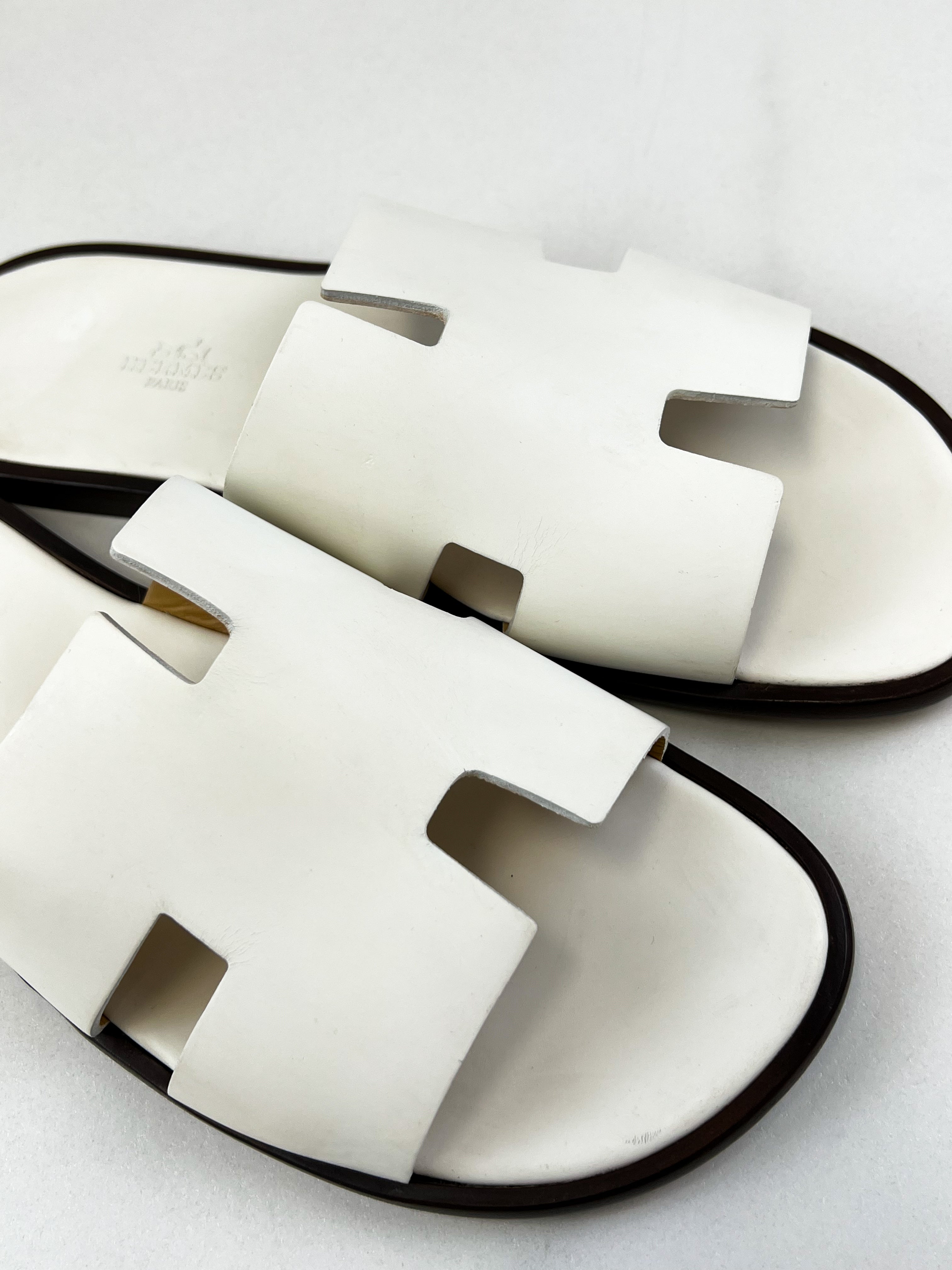 Hermes White Izmir Sandal Size 43