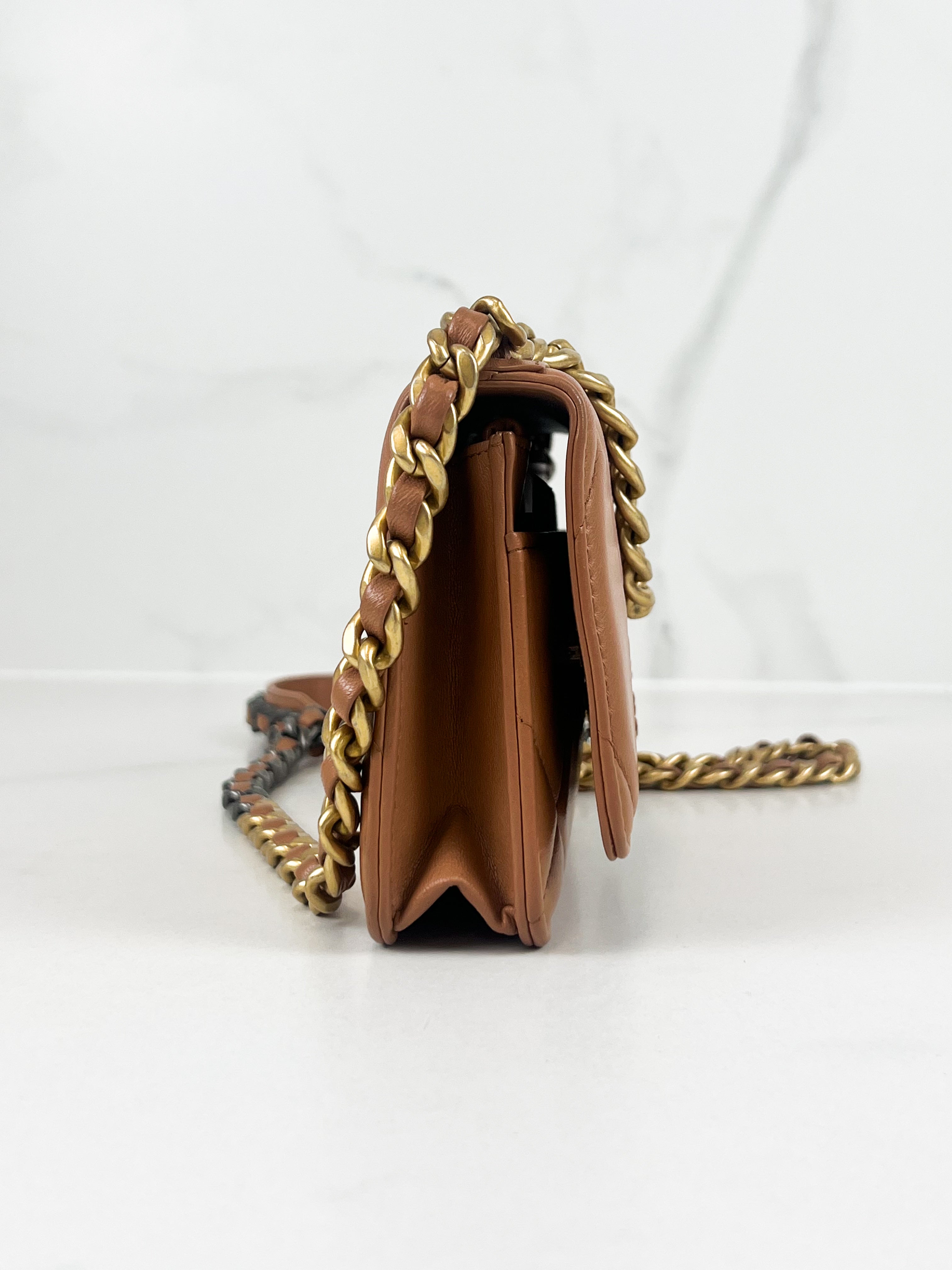 Chanel 19 Wallet on Chain in Beige Calfskin Leather