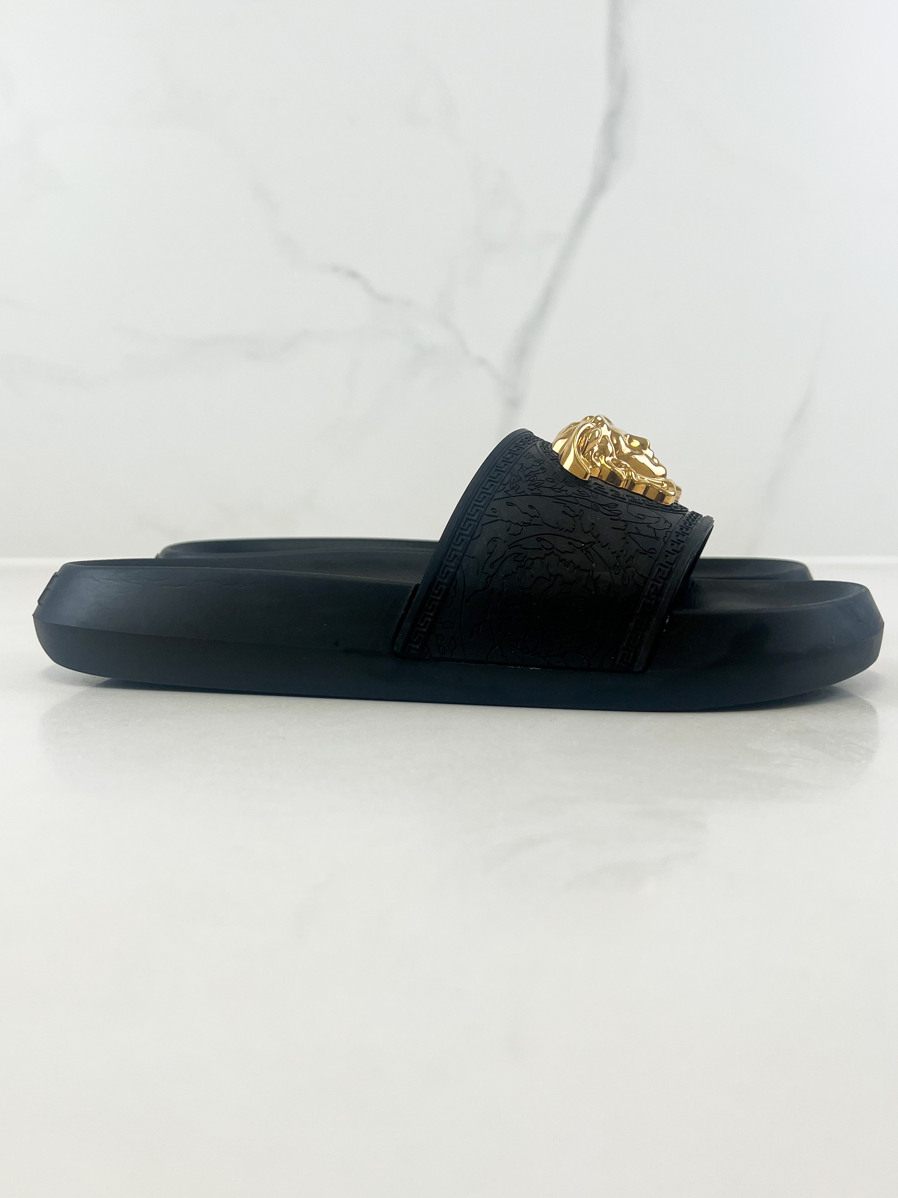 Versace Palazzo Black Medusa Pool Slides Size 38