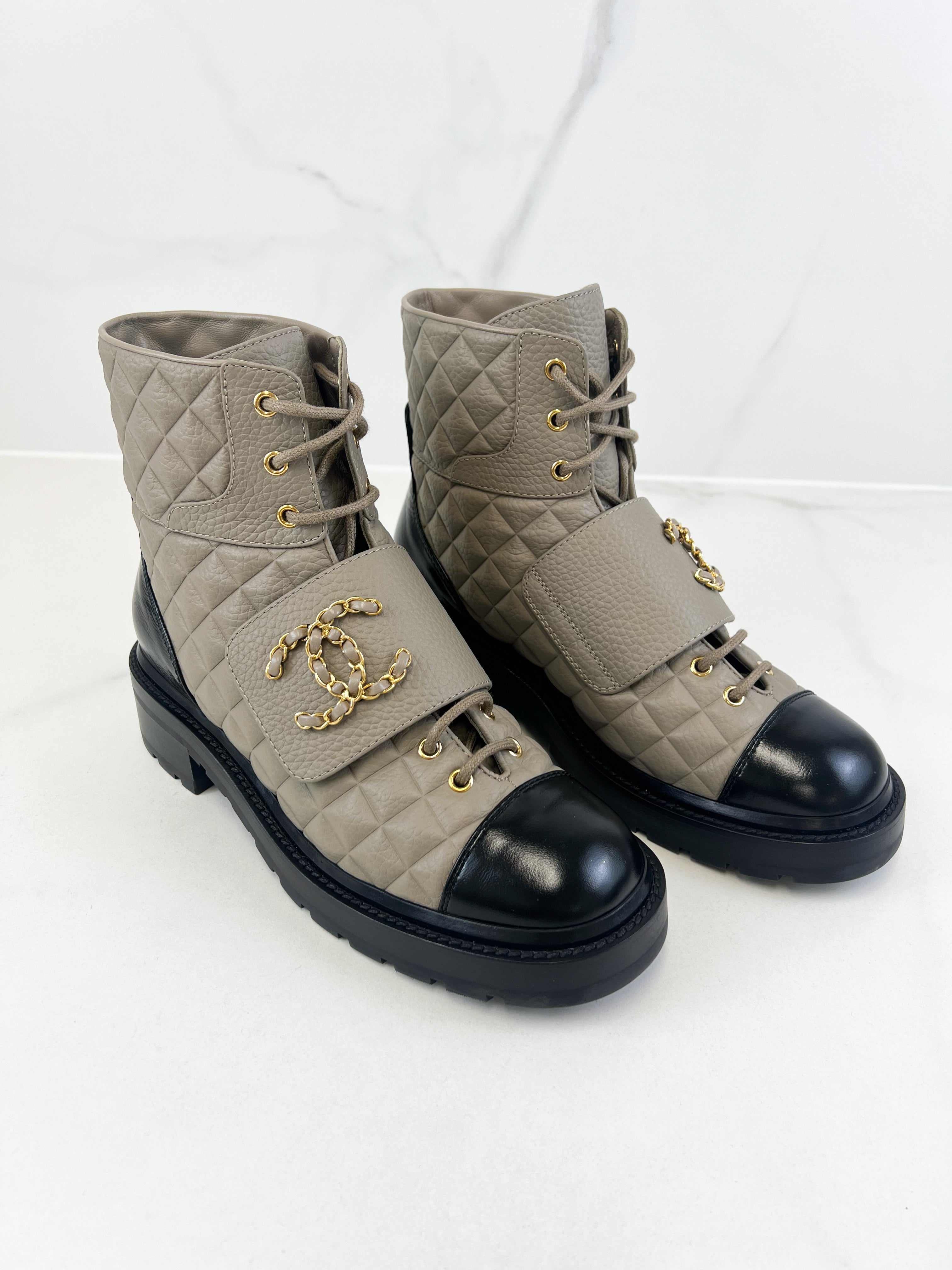 Chanel Quilted Combat Boot Size 40