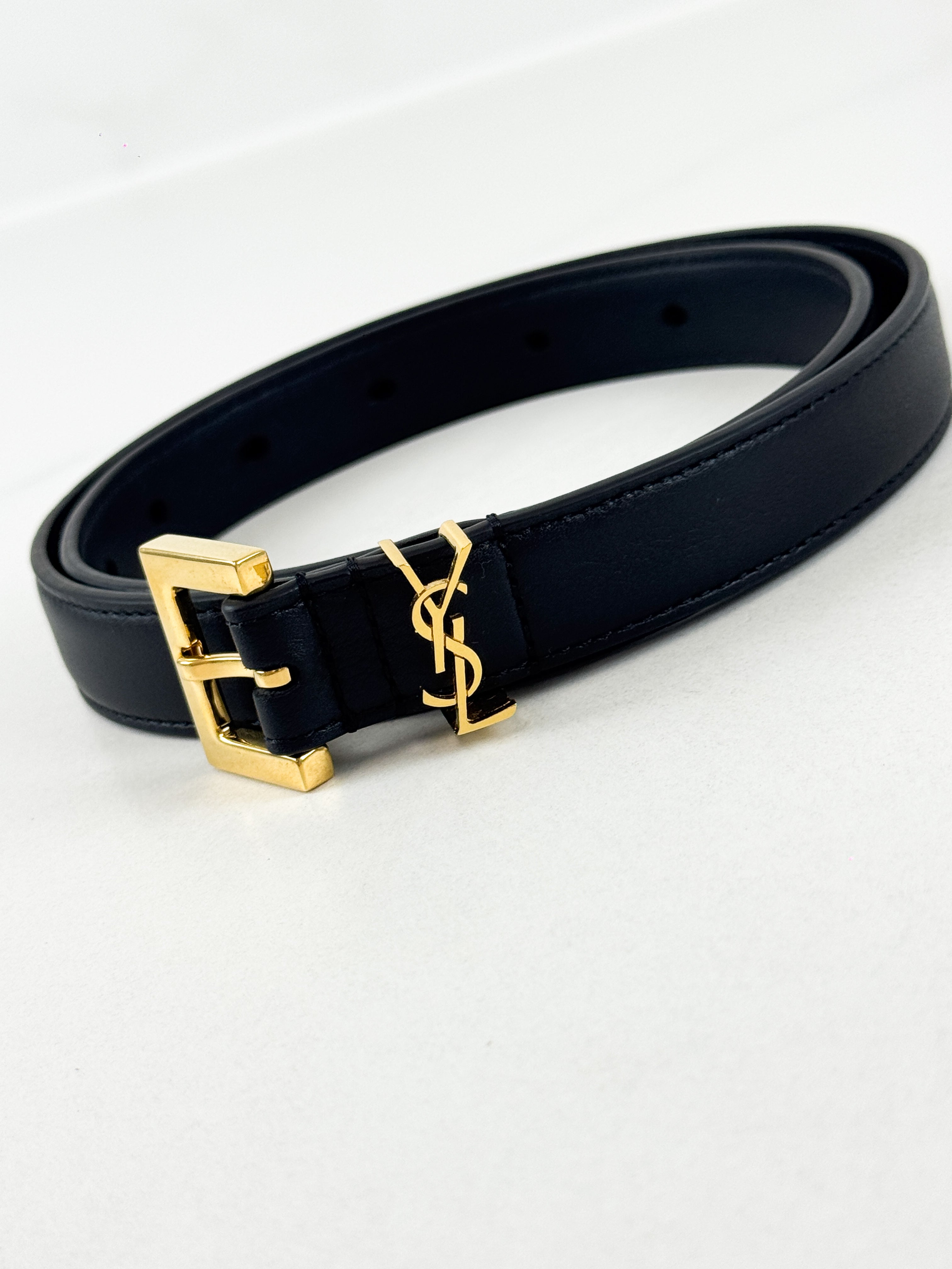 Saint Laurent Cassandre Black Belt Size 70