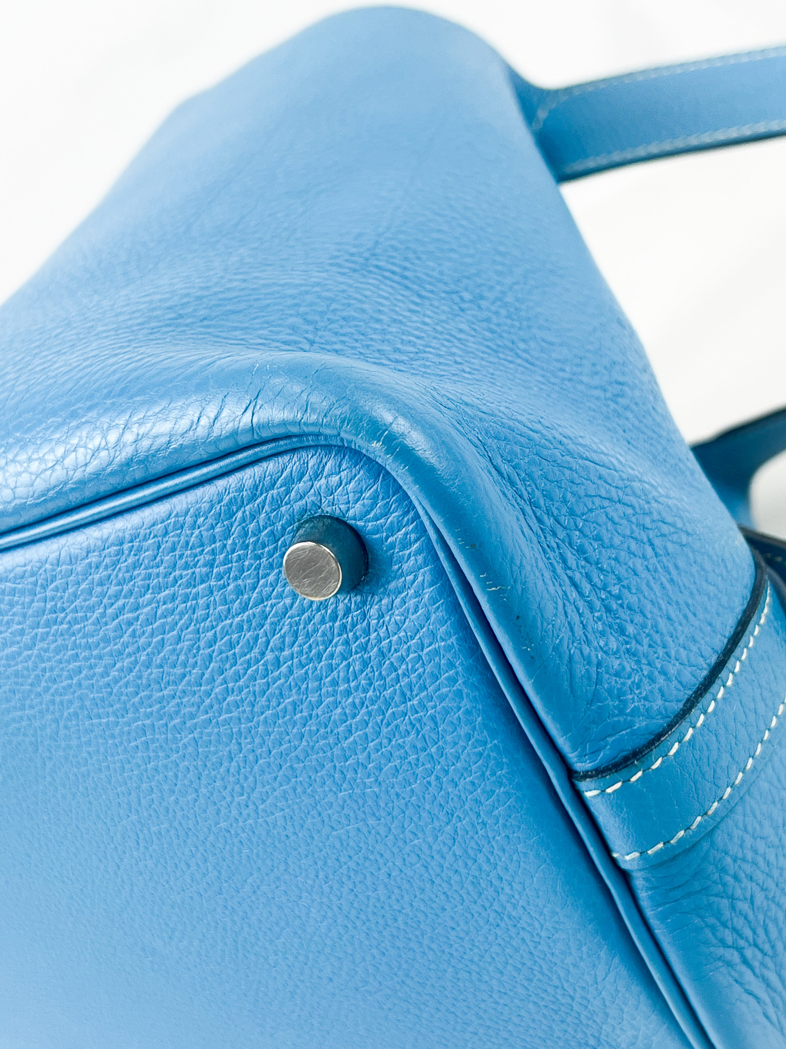 Hermes Vintage Picotin 18 in Bleu Jean Clemence Leather