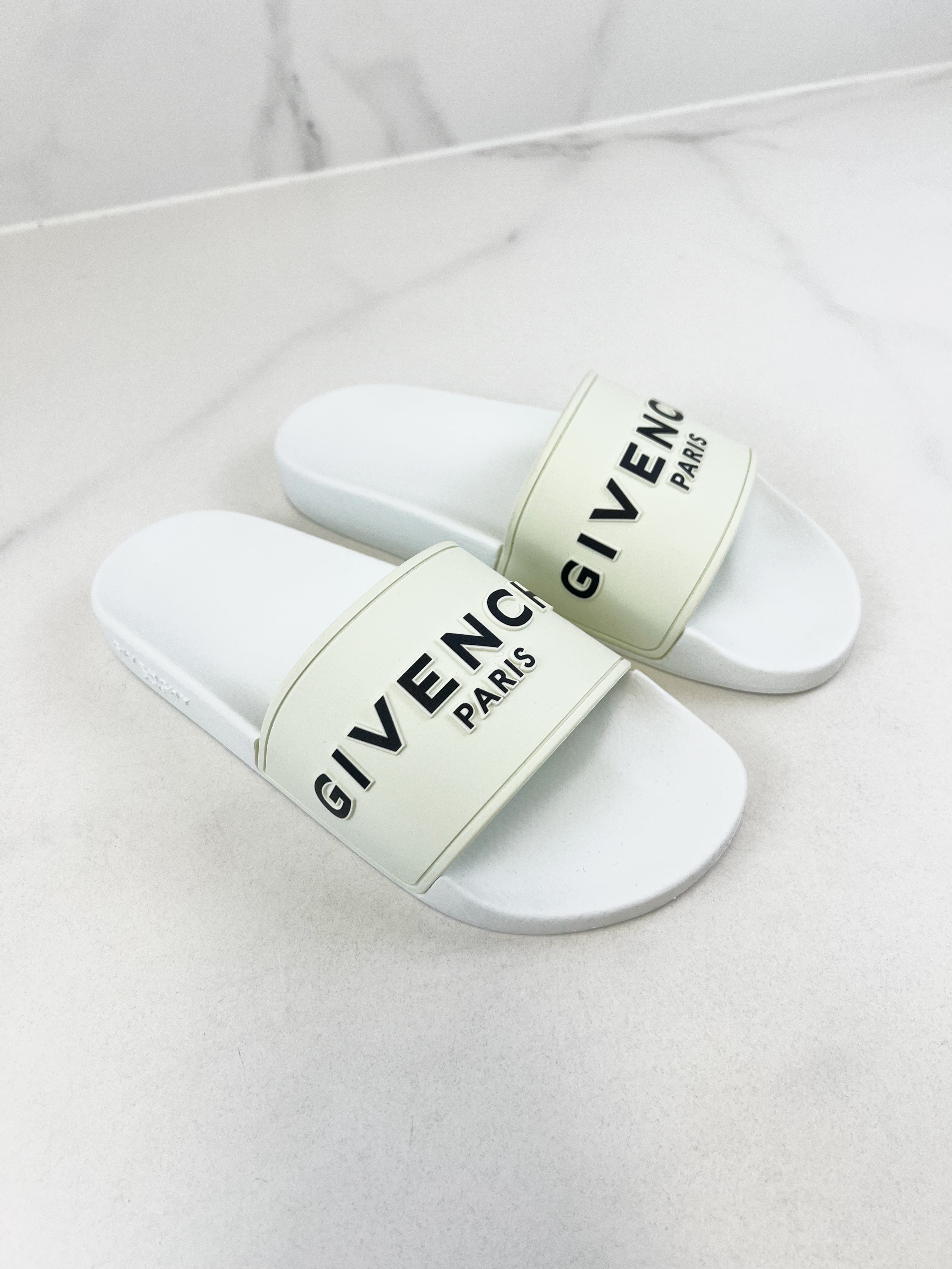 Givenchy Logo Embossed in Rubber Slides Size 37