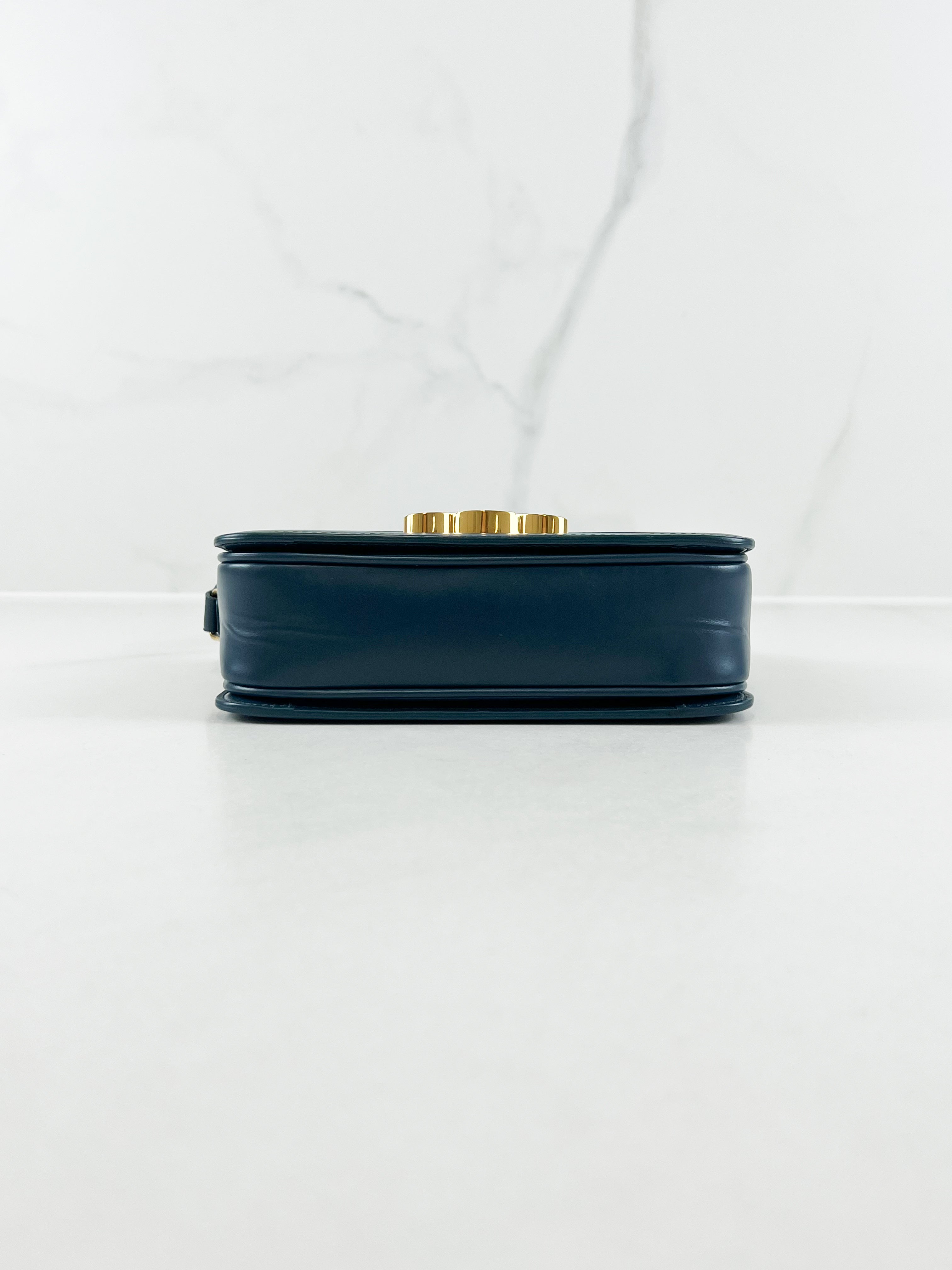 Celine Teen Triomphe Bag in Petrol Calfskin