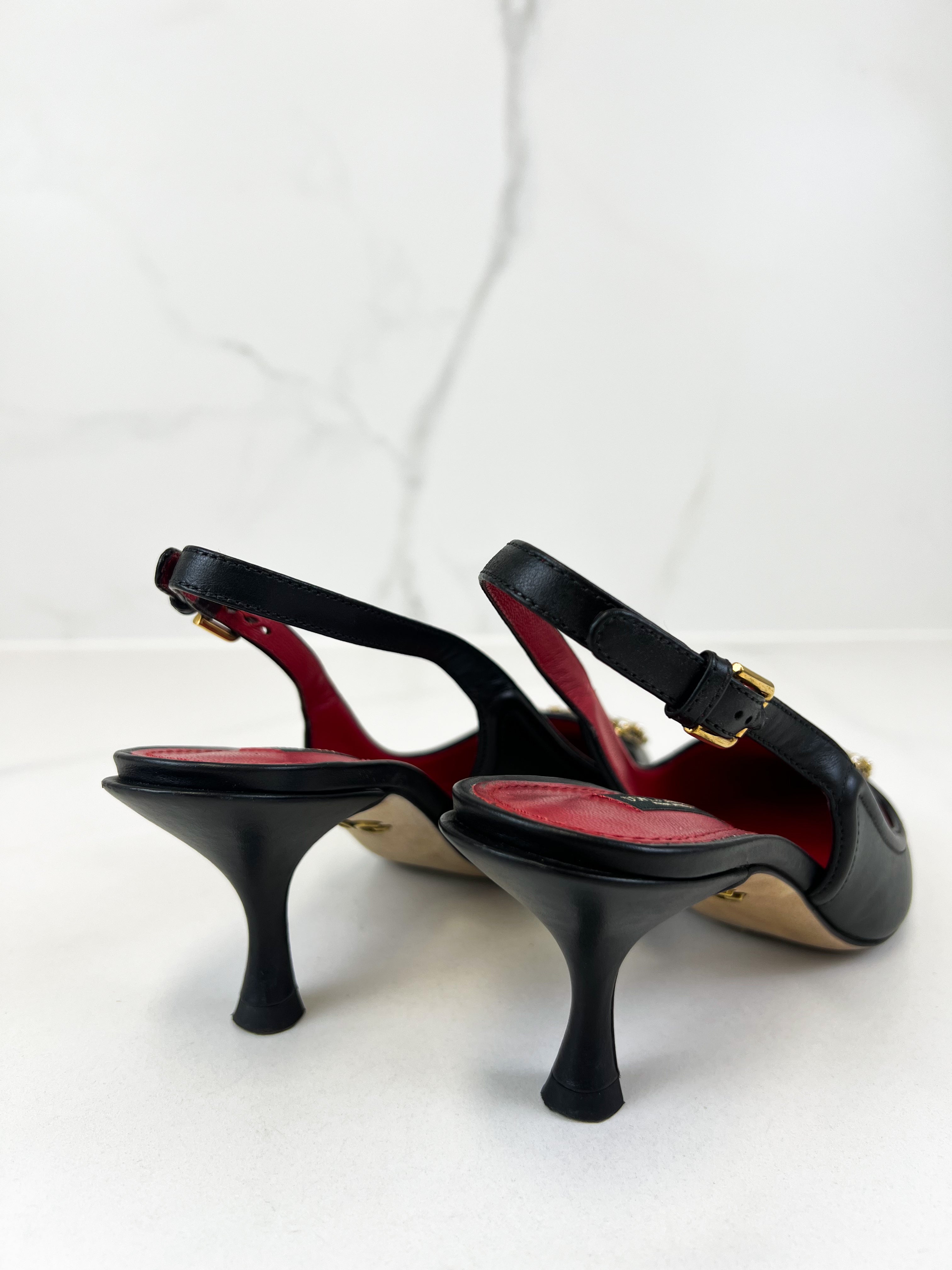 Dolce & Gabbana Black Slingback Pump 55mm Size 37