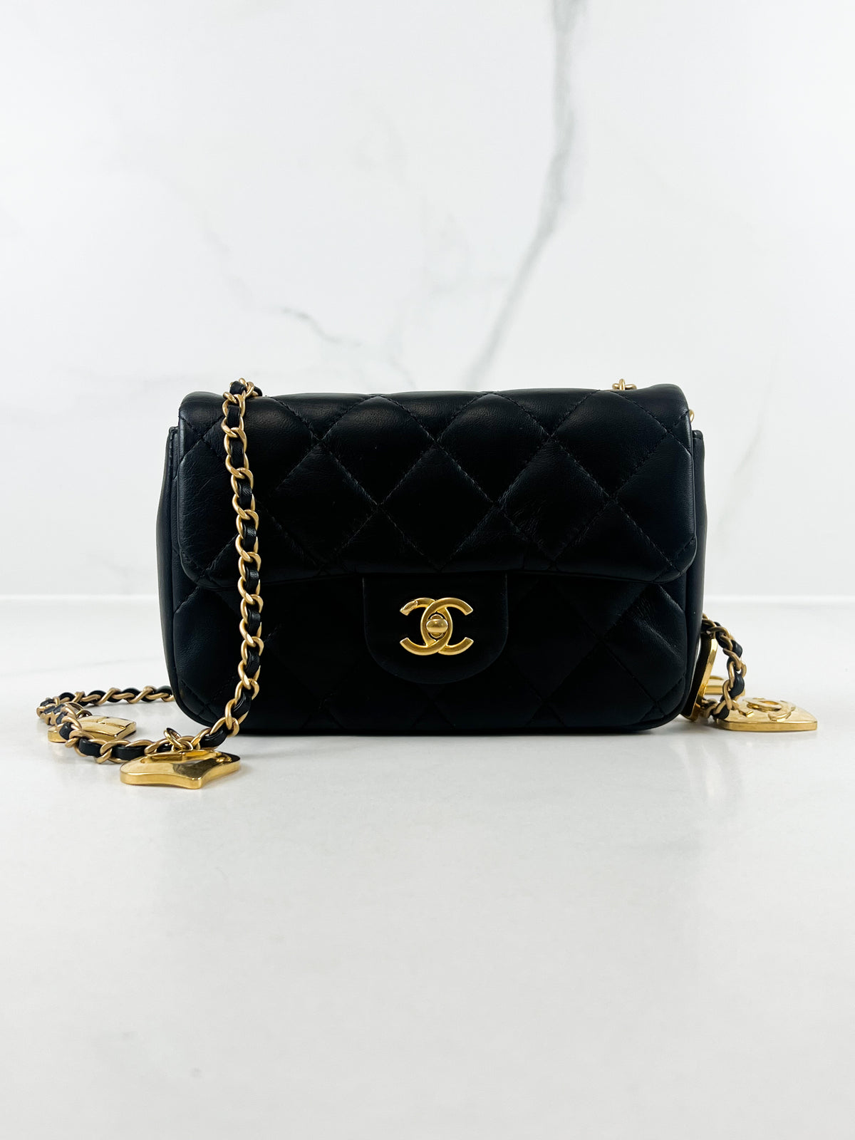 Chanel Hearts Charm Mini Flap Bag in Lambskin with GHW