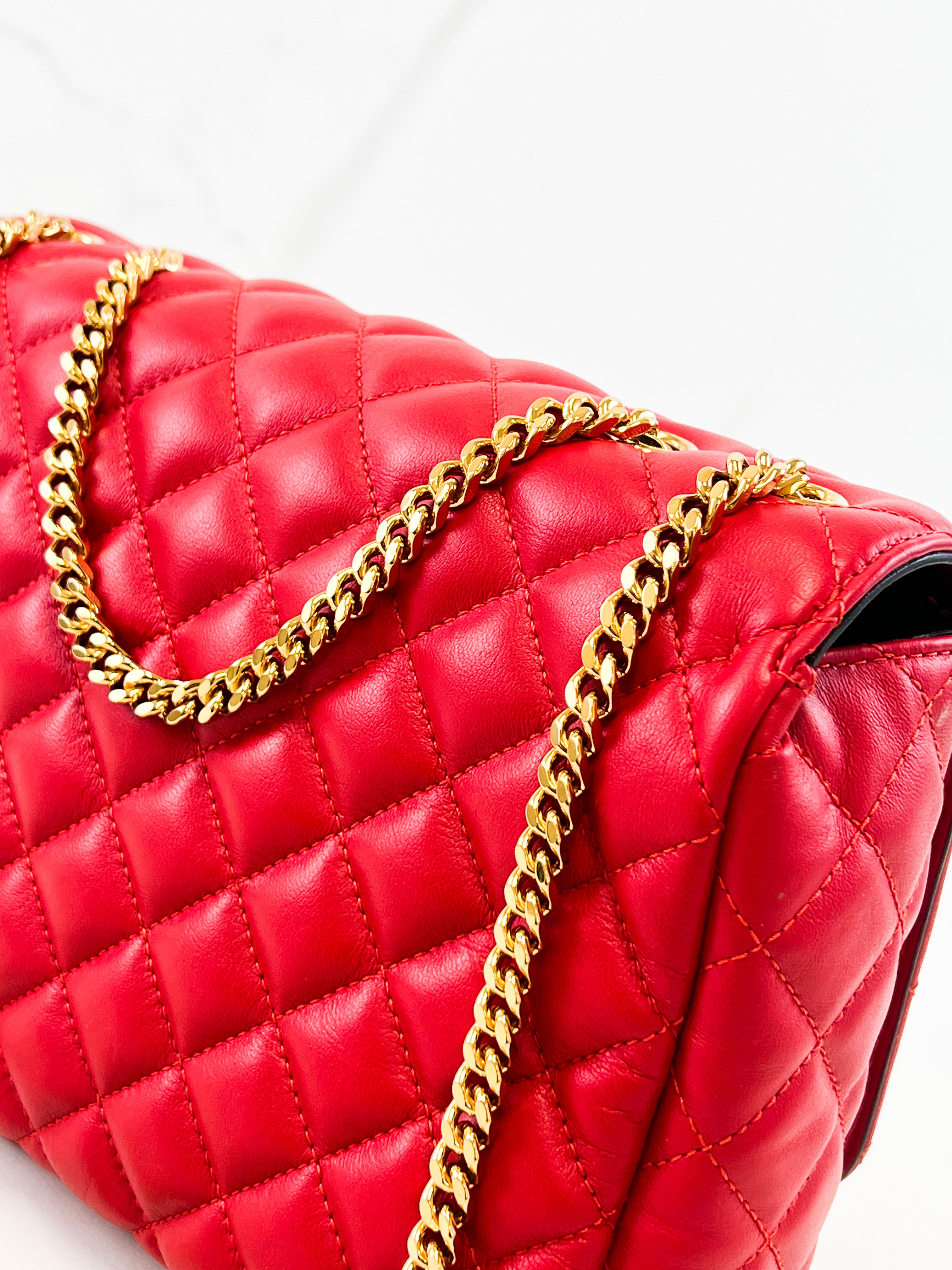 Versace Red Quilted Leather Shoulder Bag