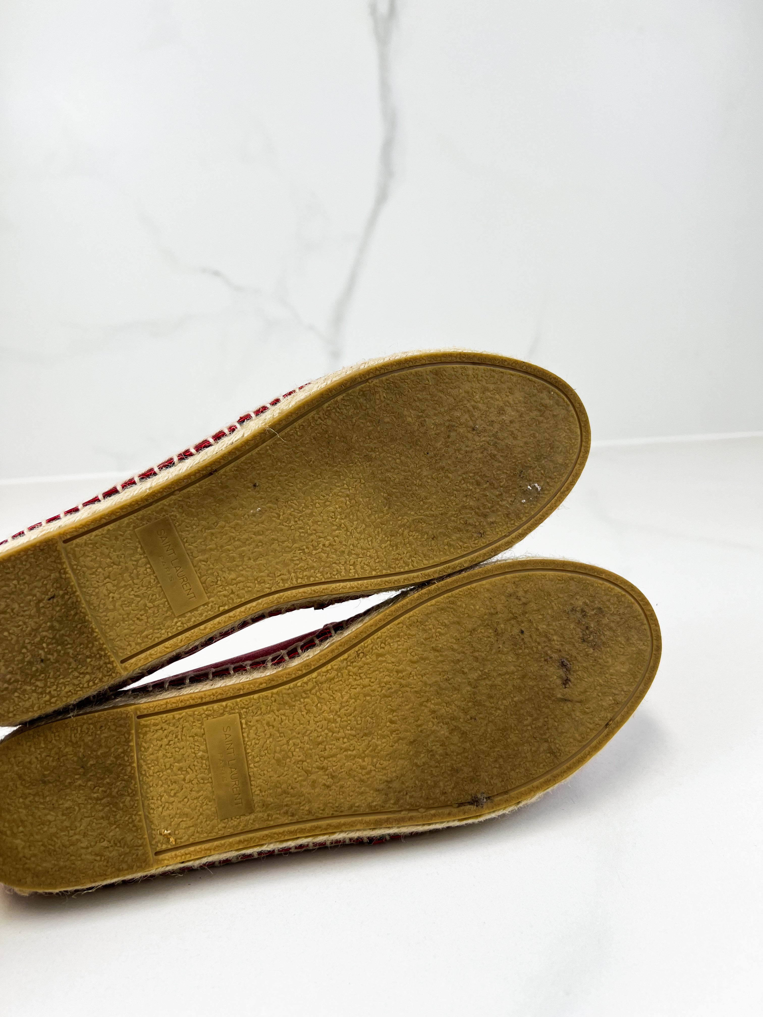 Saint Laurent Monogram Metallic Espadrilles Size 37