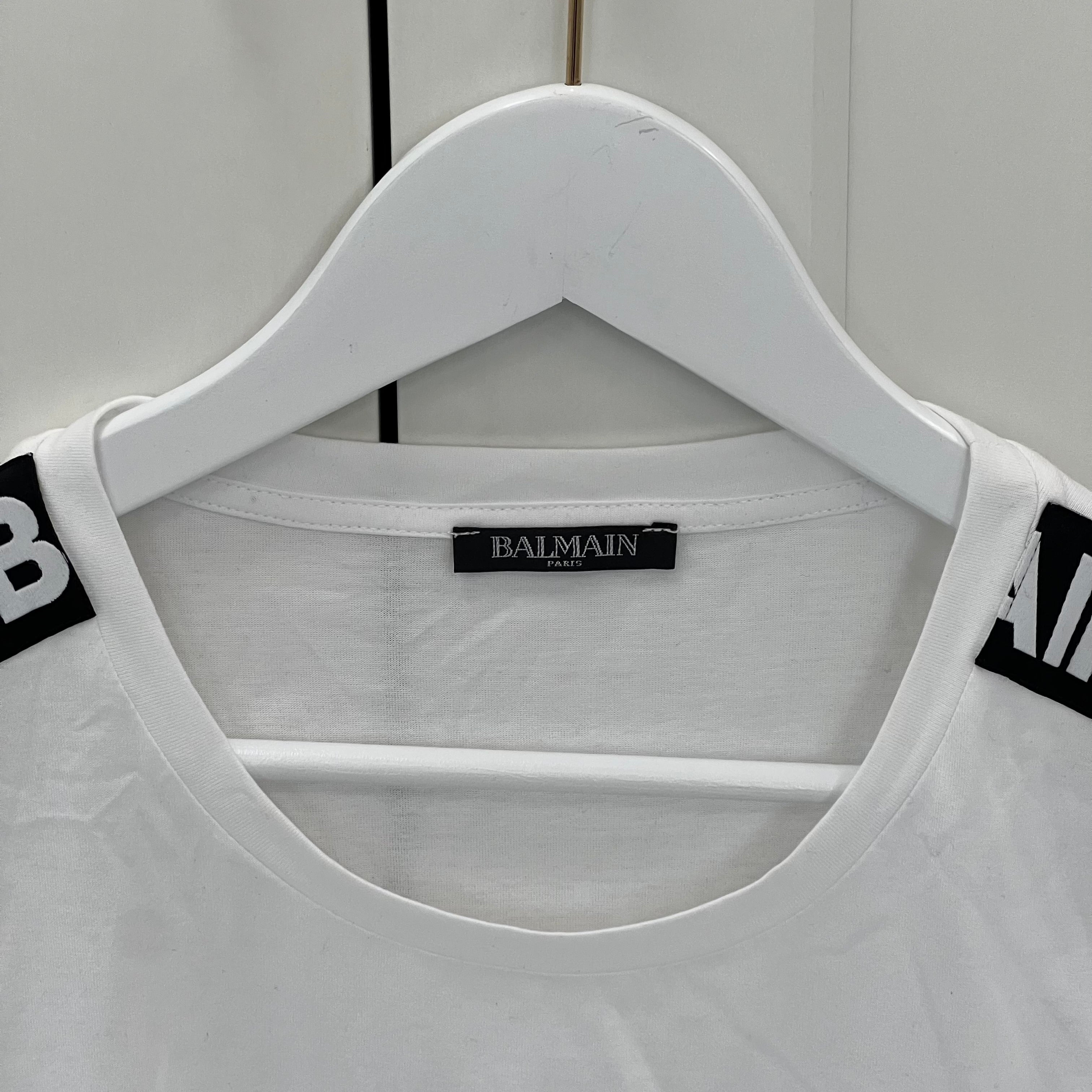 Balmain Logo Men's White T-Shirt Size XL