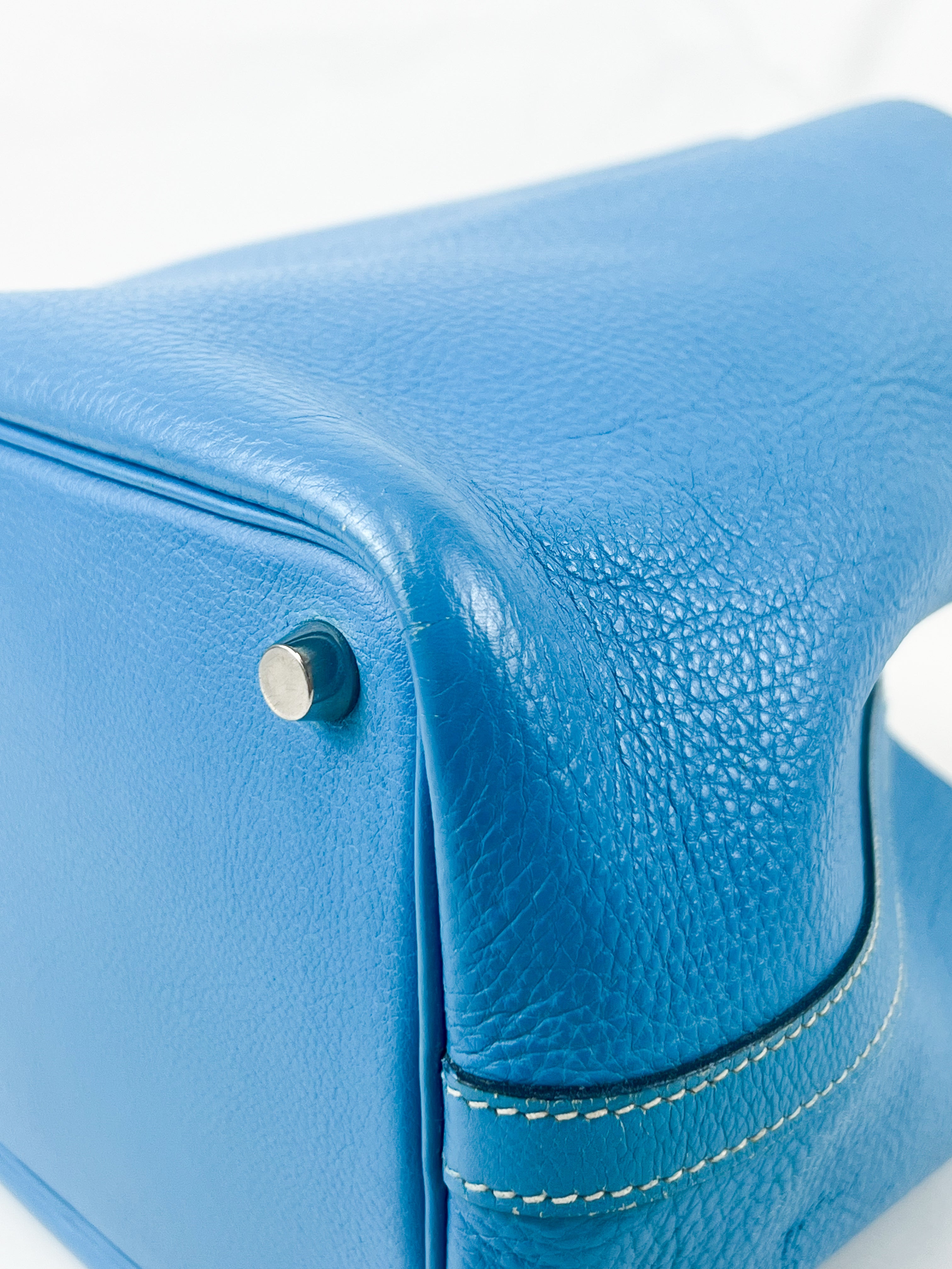 Hermes Vintage Picotin 18 in Bleu Jean Clemence Leather
