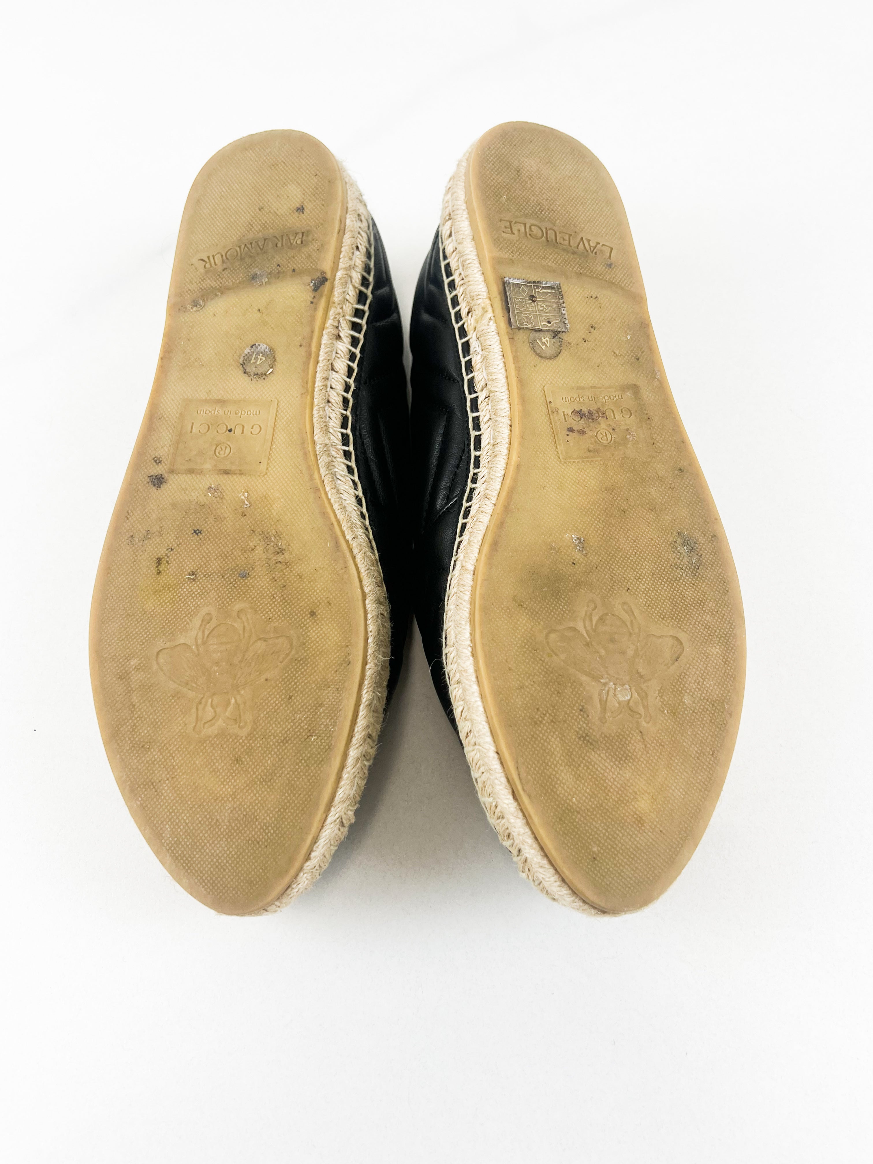 Gucci Leather GG Logo Espadrille Size 41