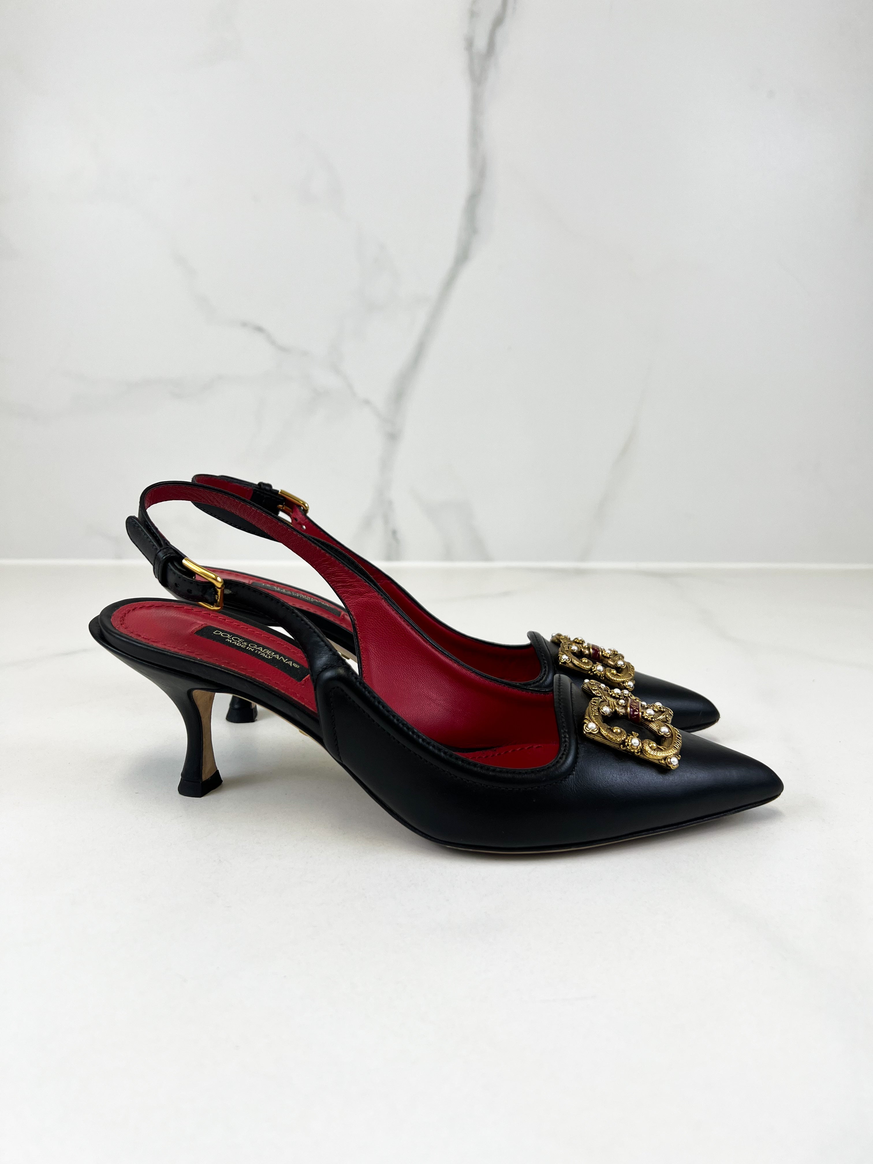 Dolce & Gabbana Black Slingback Pump 55mm Size 37