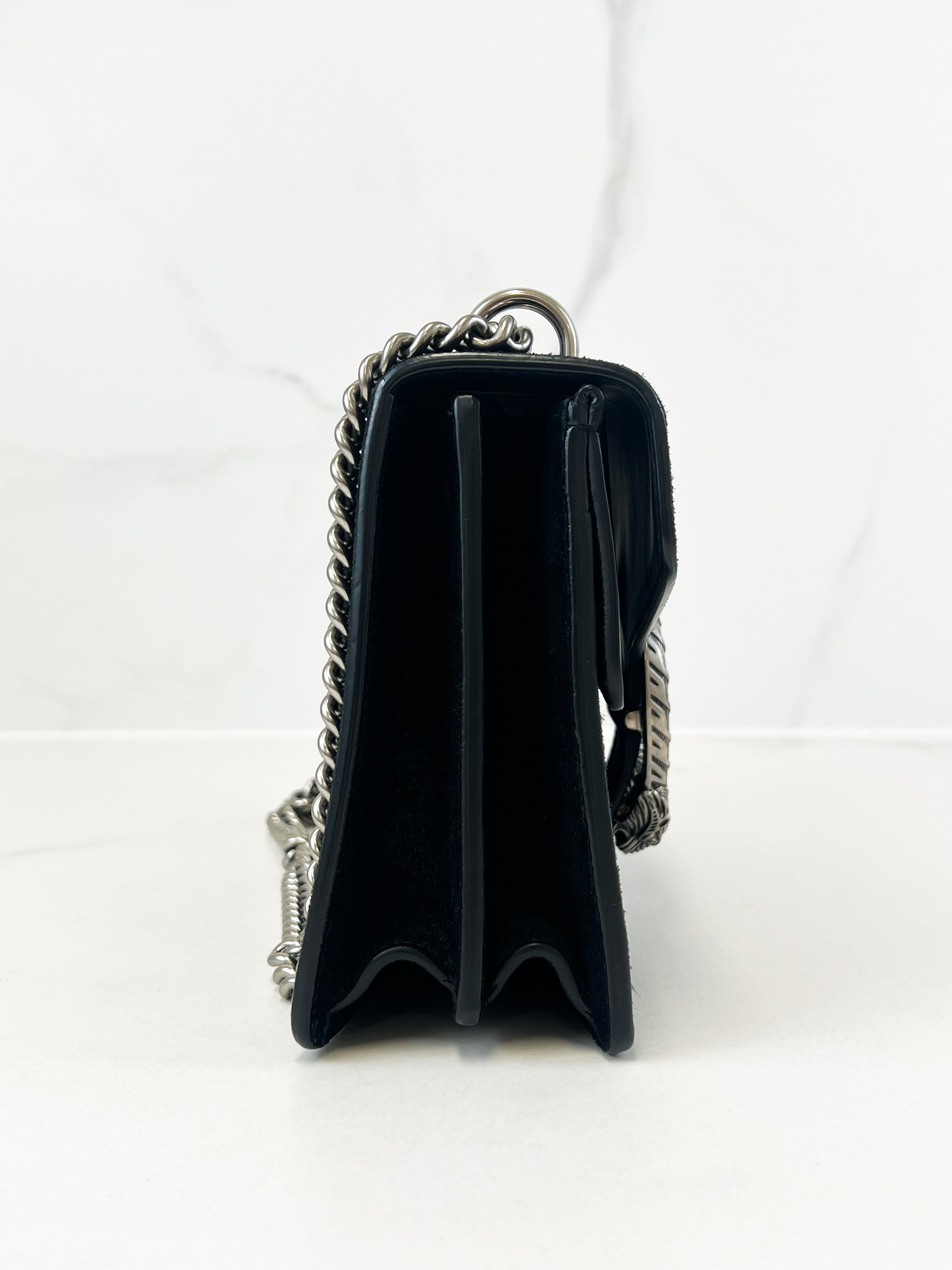 Gucci Black Medium Velvet Dionysus with Leather Detail