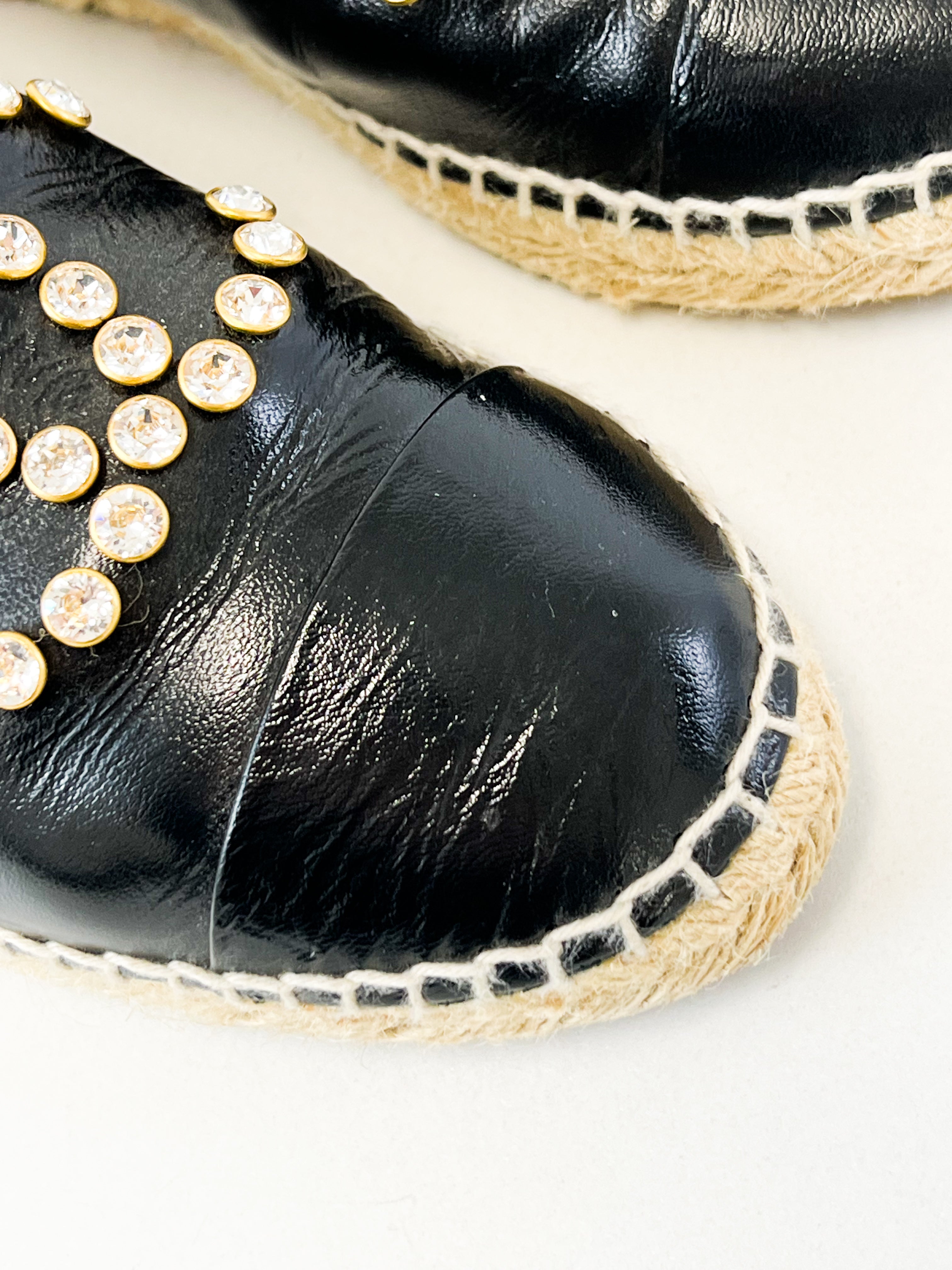 Chanel Black Embellished Espadrille Size 38