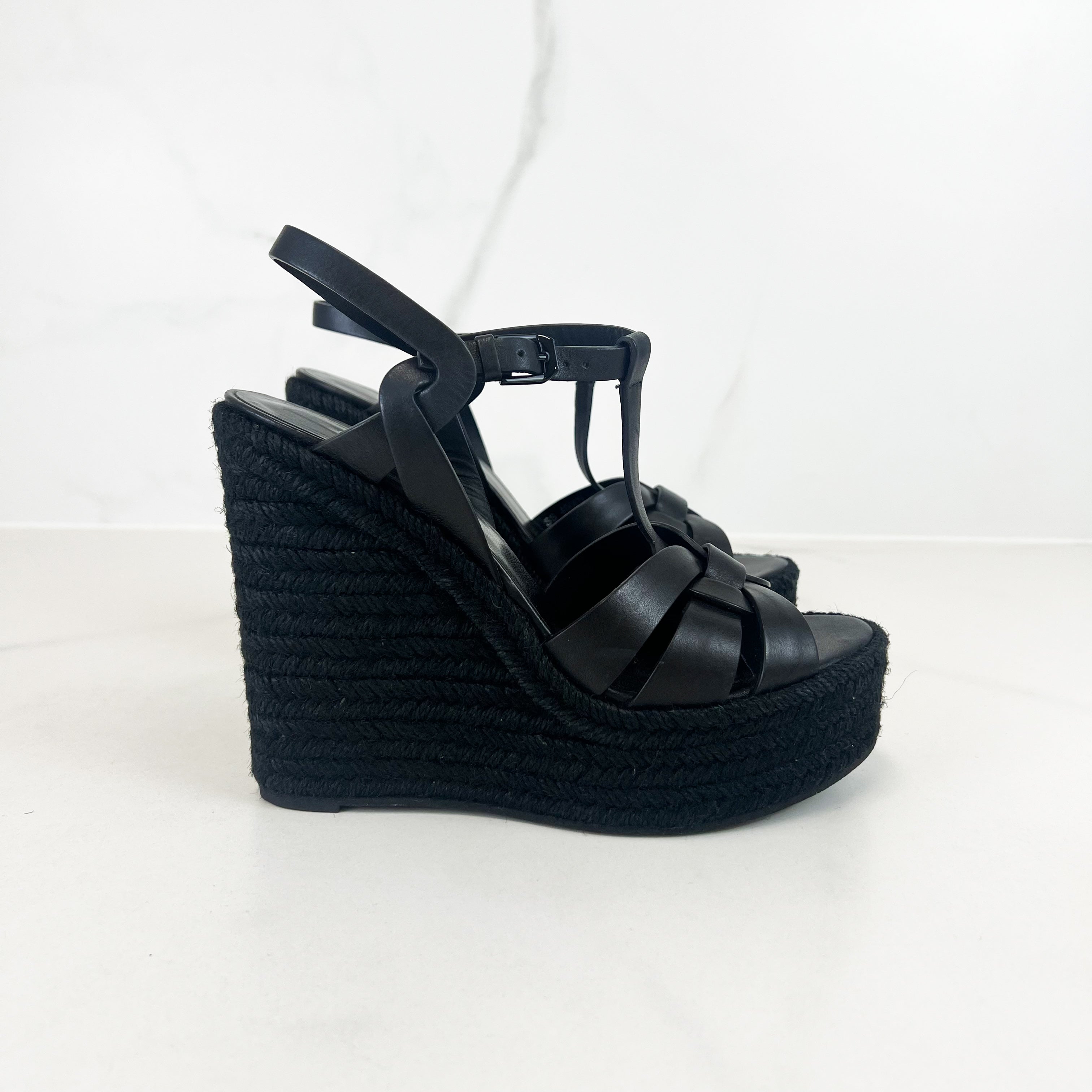 Saint Laurent Black Tribute Wedge 130mm Size 38.5