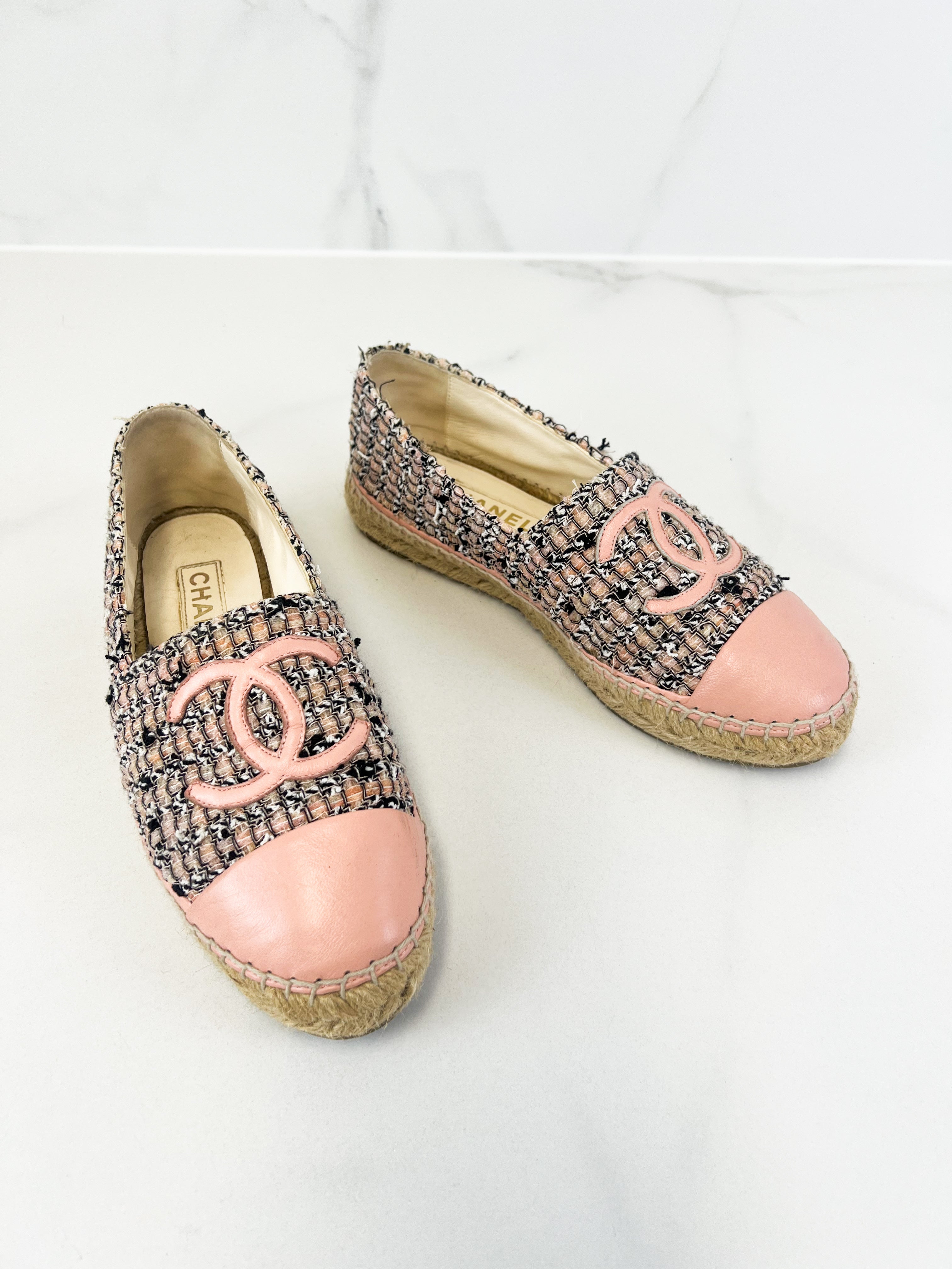 Chanel CC Tweed Espadrille Size 40