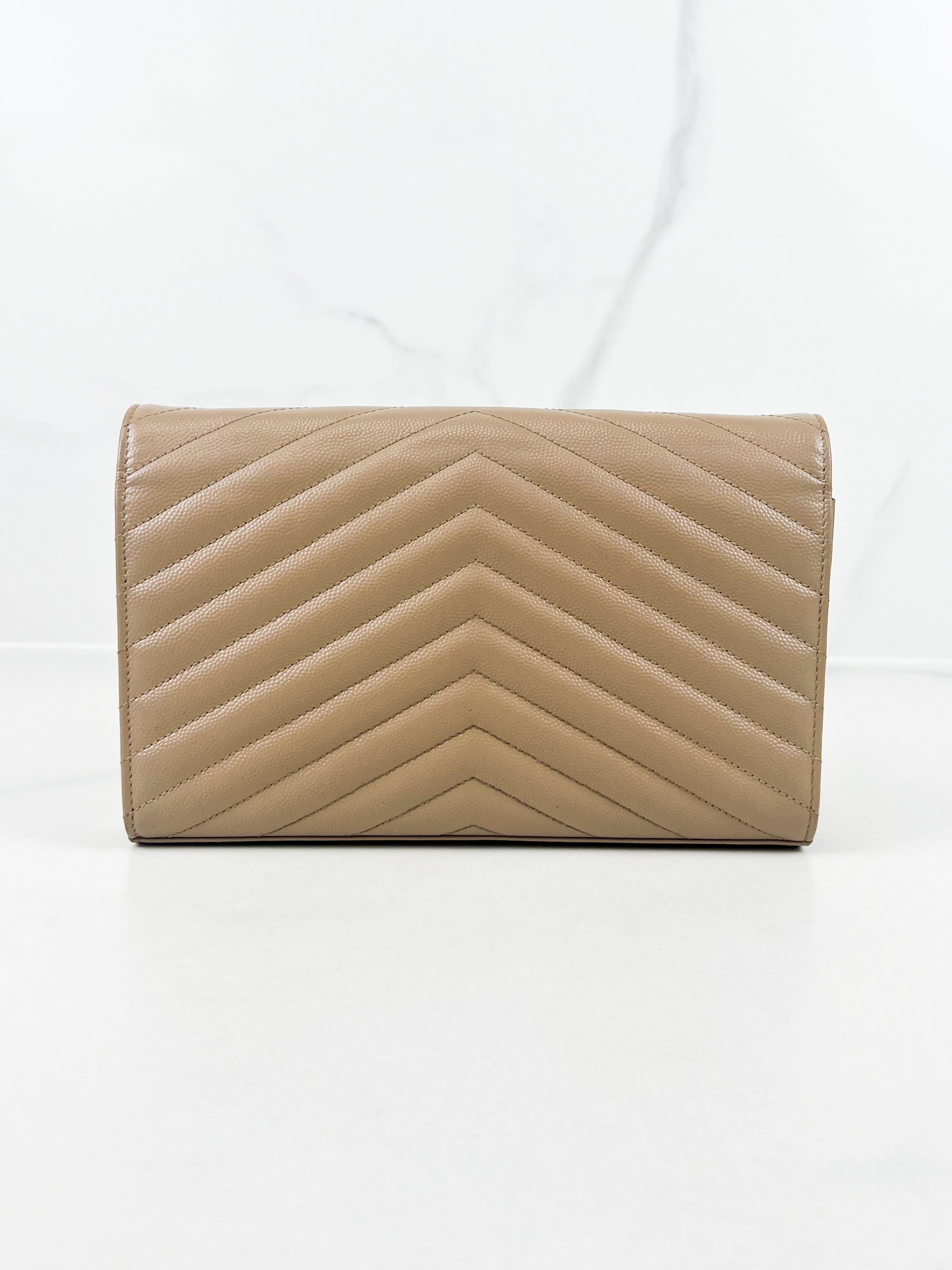 Saint Laurent Cassandra Matelasse Envelope Wallet on Chain
