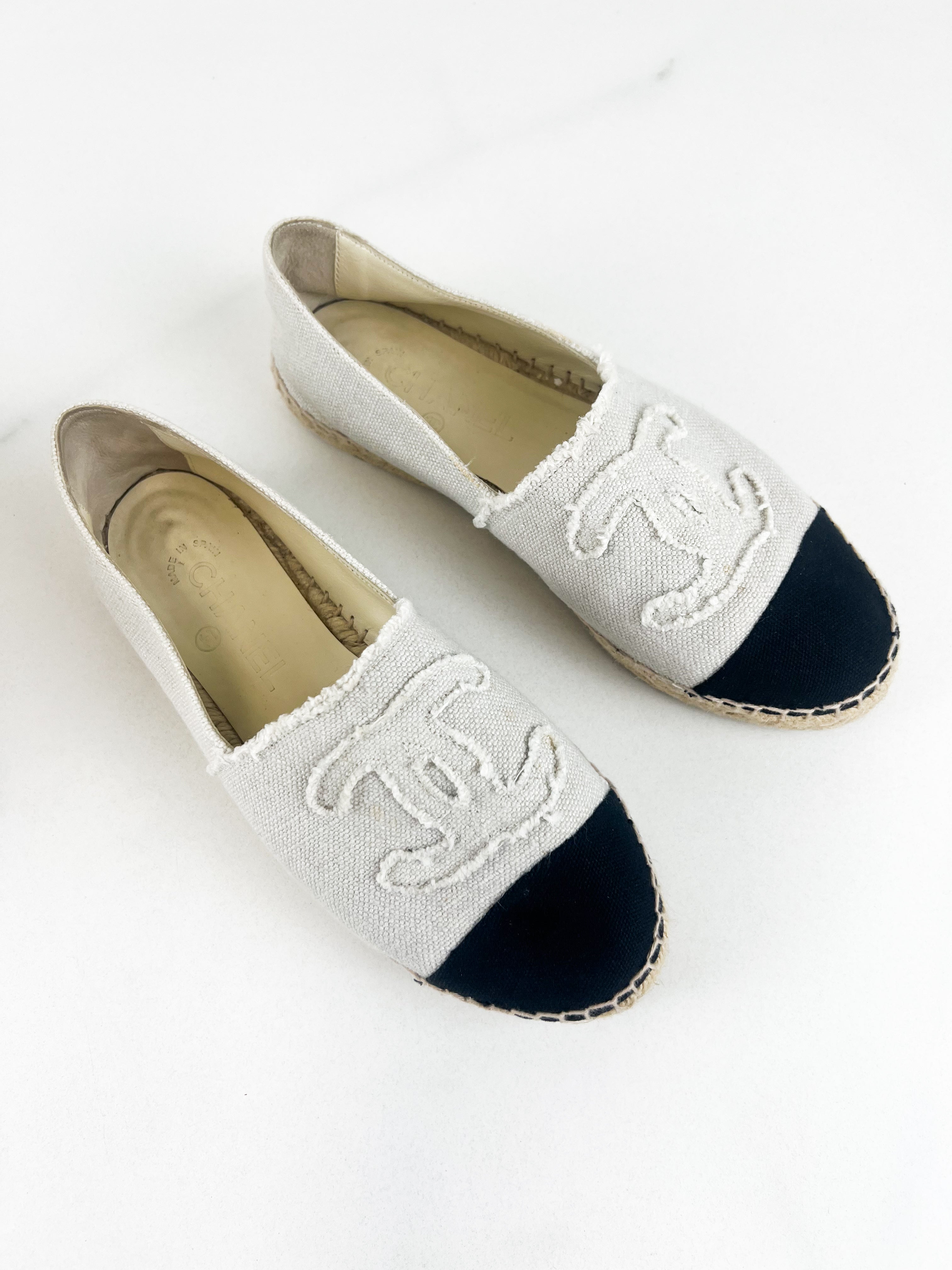 Chanel CC Canvas Espadrille Size 37