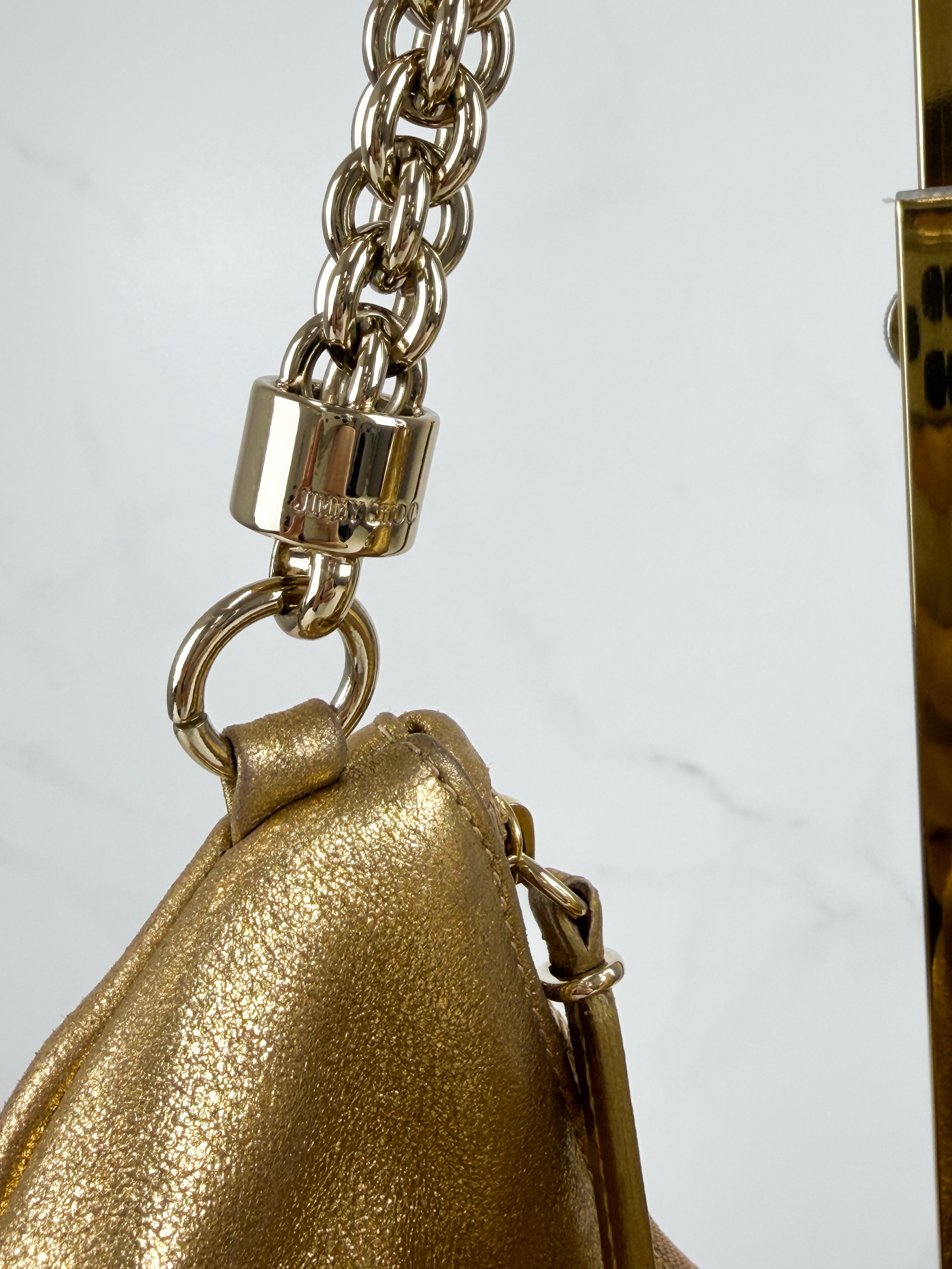 Jimmy Choo Callie Metallic Leather Bag Gold