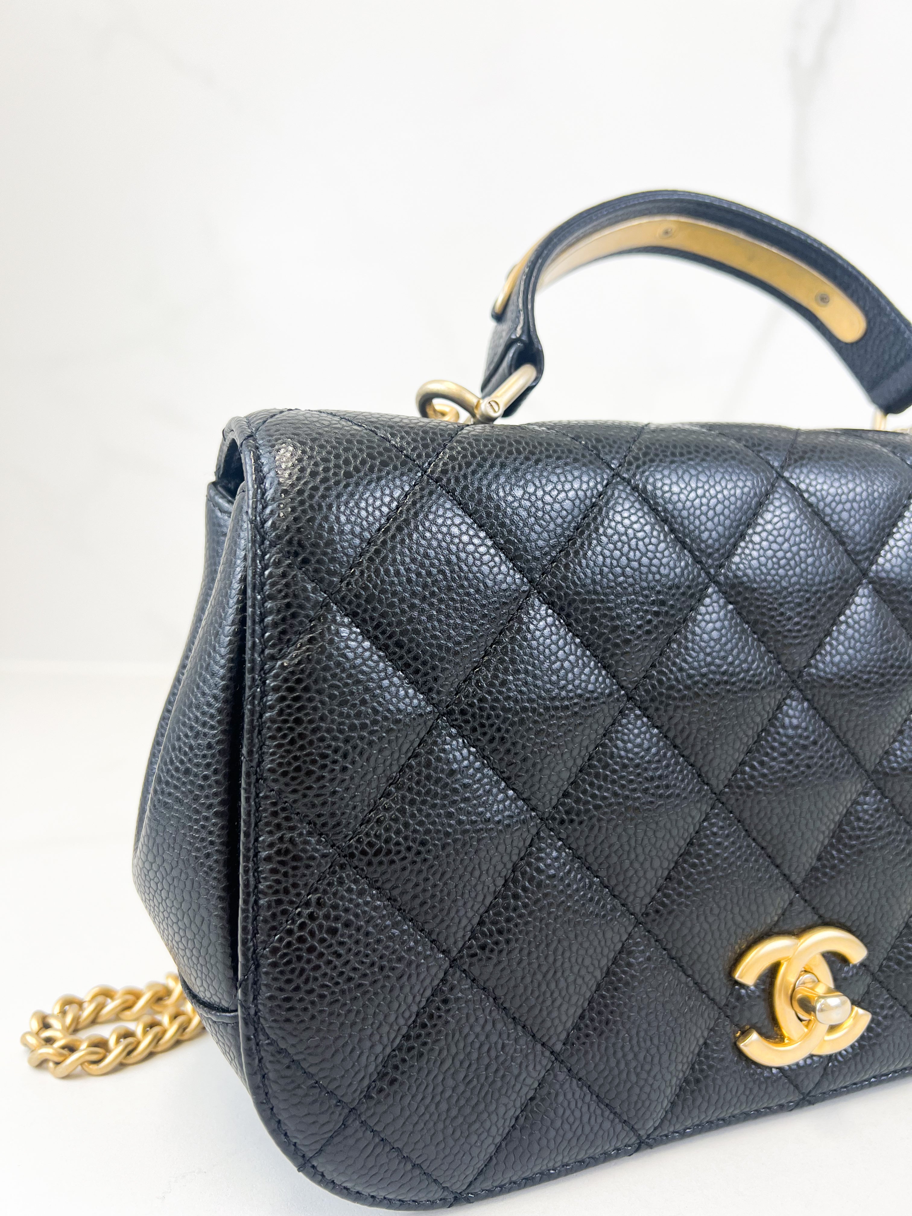 Chanel Caviar Top Handle Flap Shoulder Bag