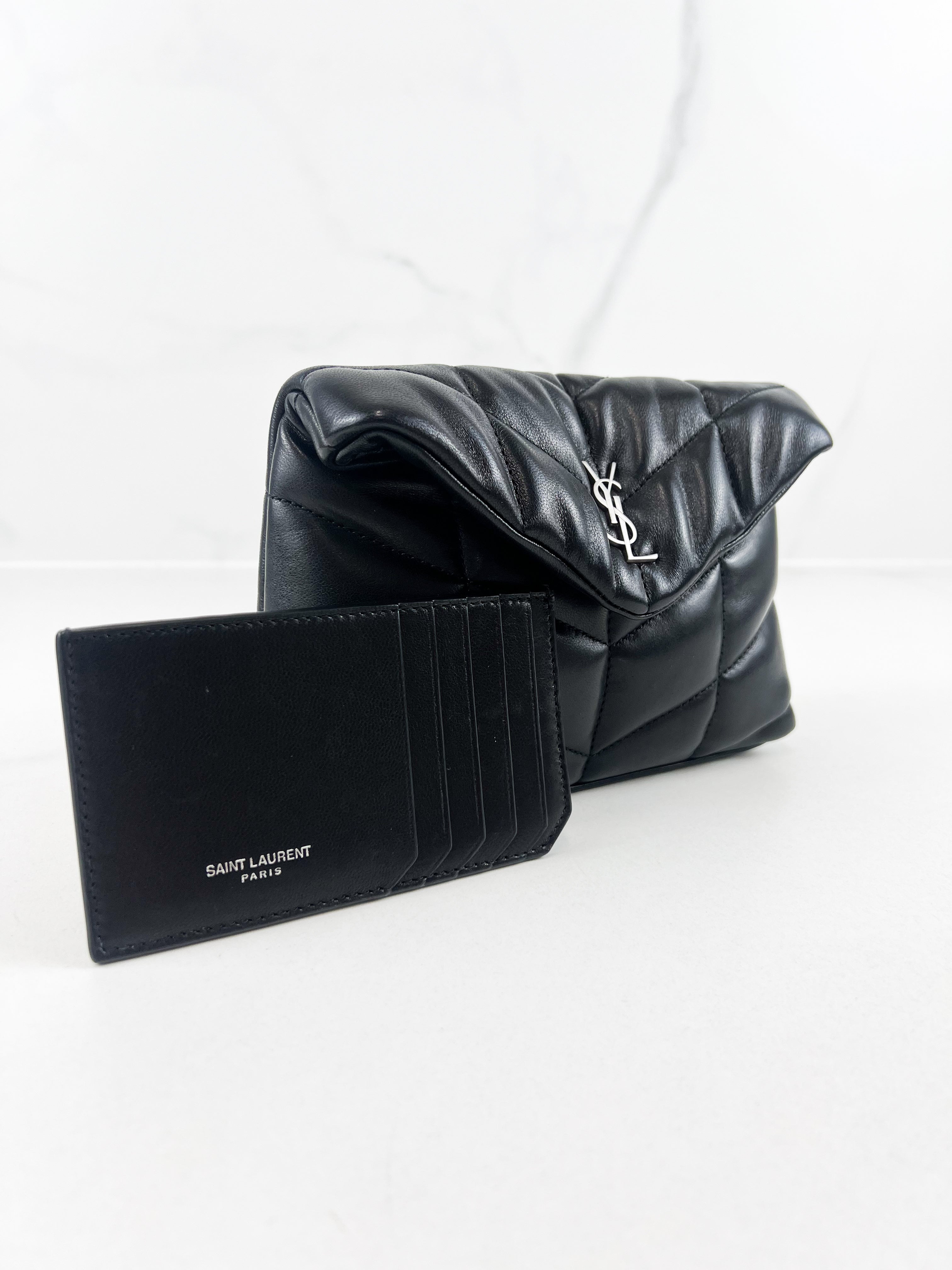 Saint Laurent Loulou Puffer Pouch in Black Lambskin