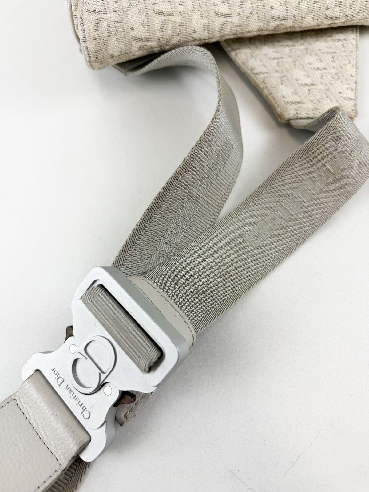 Christian Dior Unisex Saddle Bag in Oblique Canvas Latte & Gray