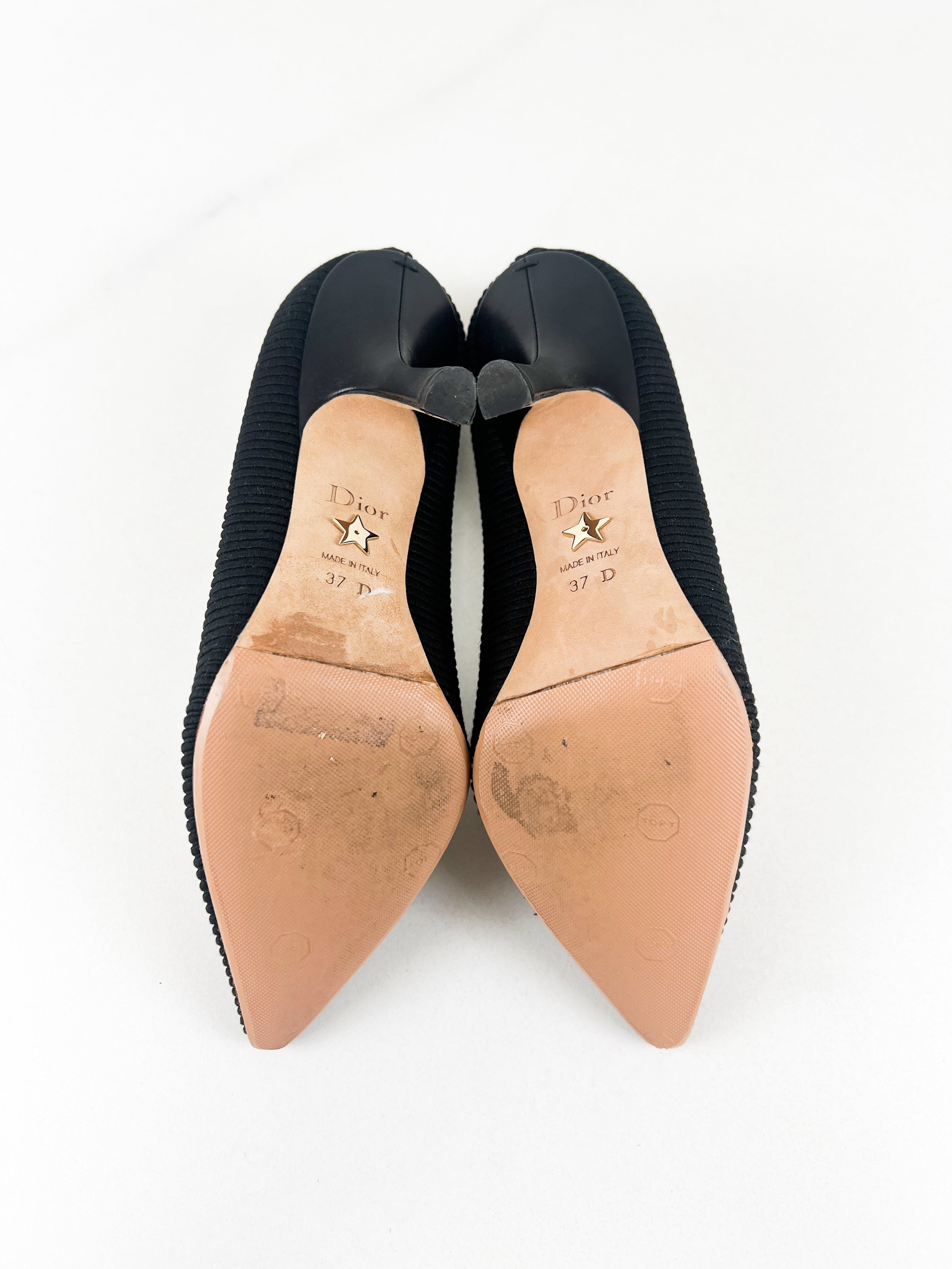 Christian Dior J'adior Black White Ribbon Heels Size 37