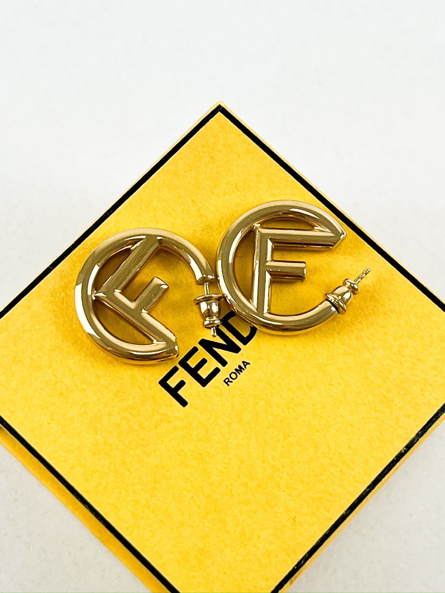 Fendi F Logo Hoop Earring in Gold