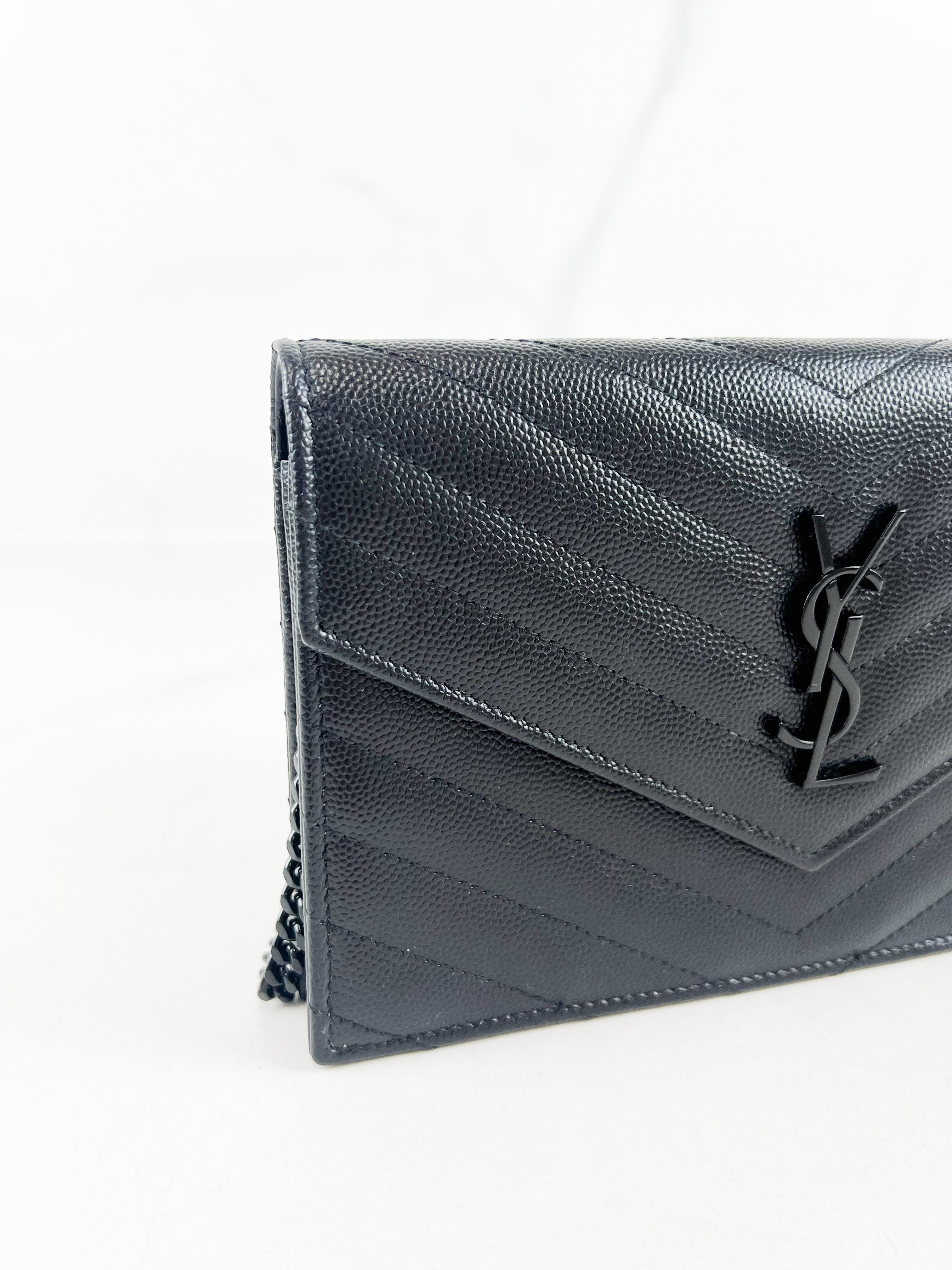 Saint Laurent Black Cassandre Envelope WOC