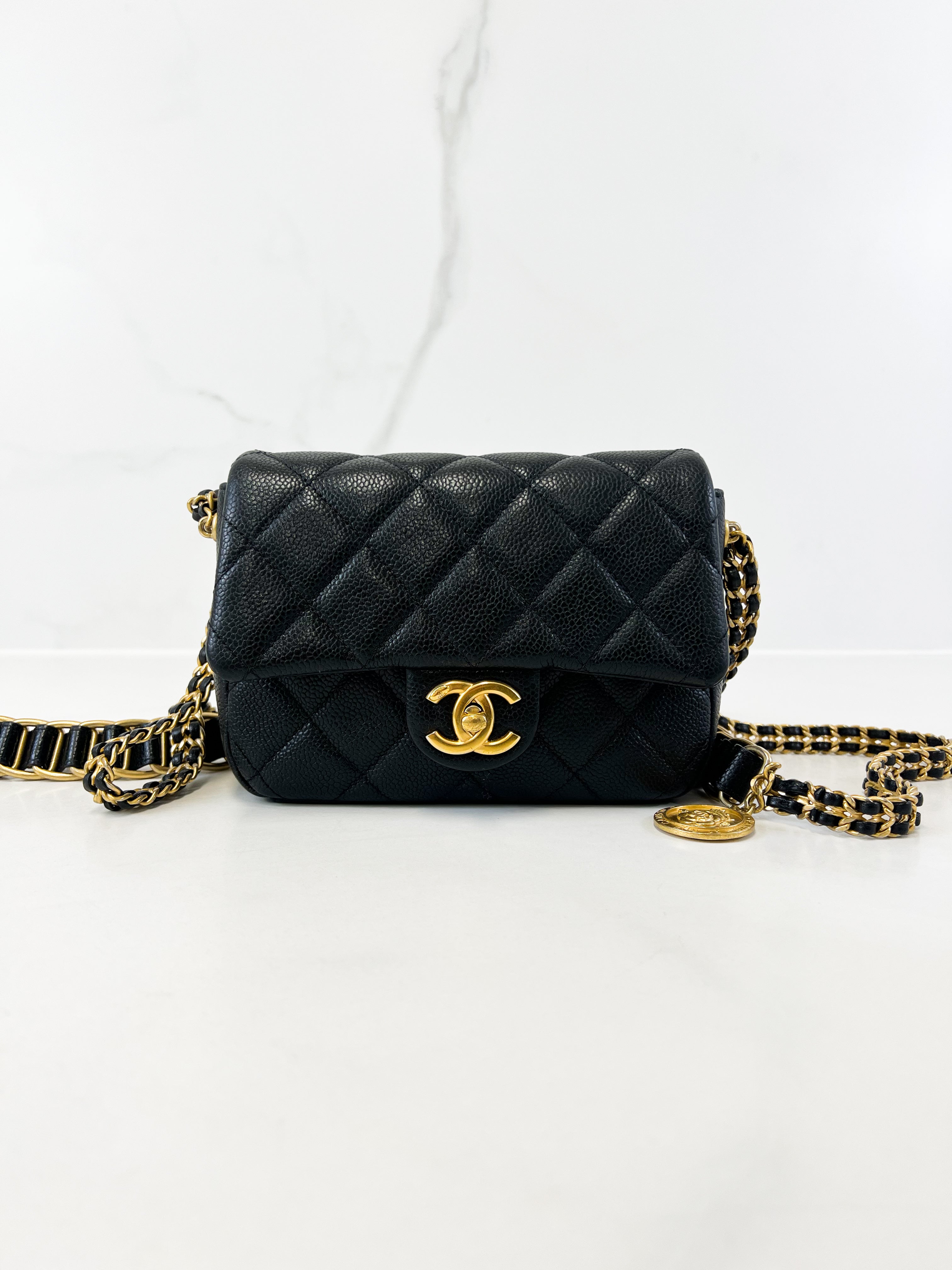 Chanel Black Caviar Limited Edition Mini Square