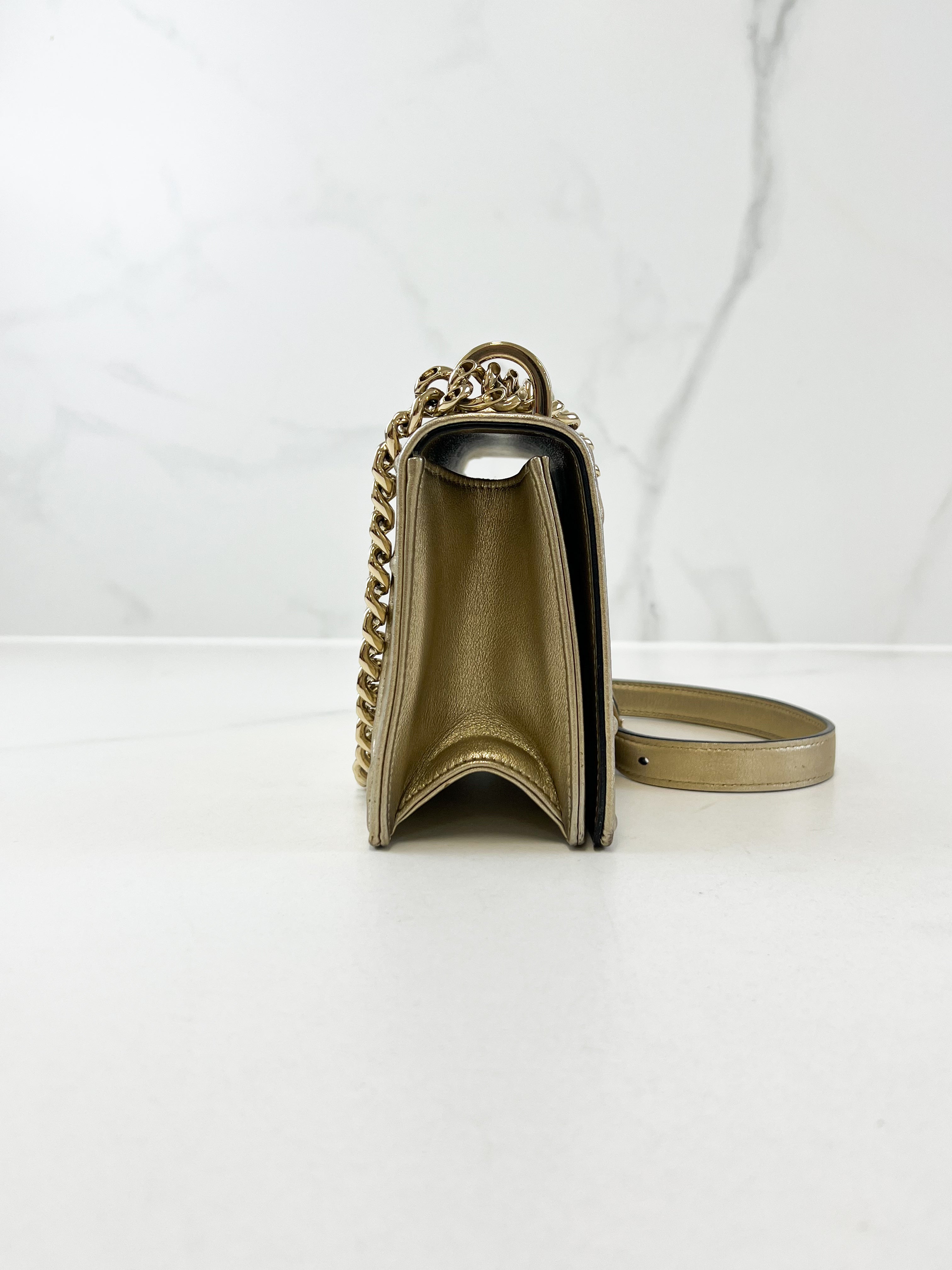 Christian Dior Gold Small Diorama Shoulder Bag GHW