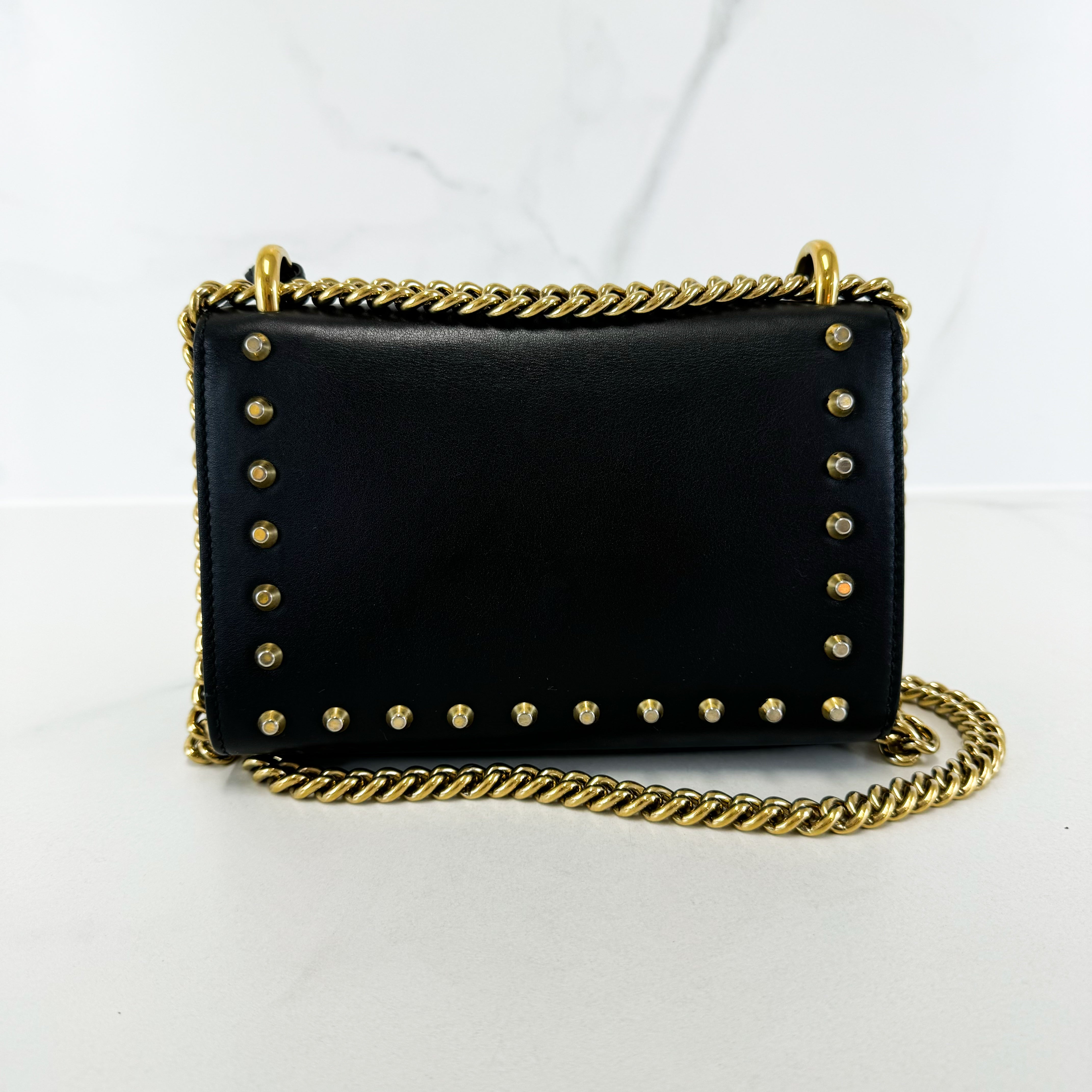 Gucci GG Black Pearl Stud Padlock Shoulder Bag