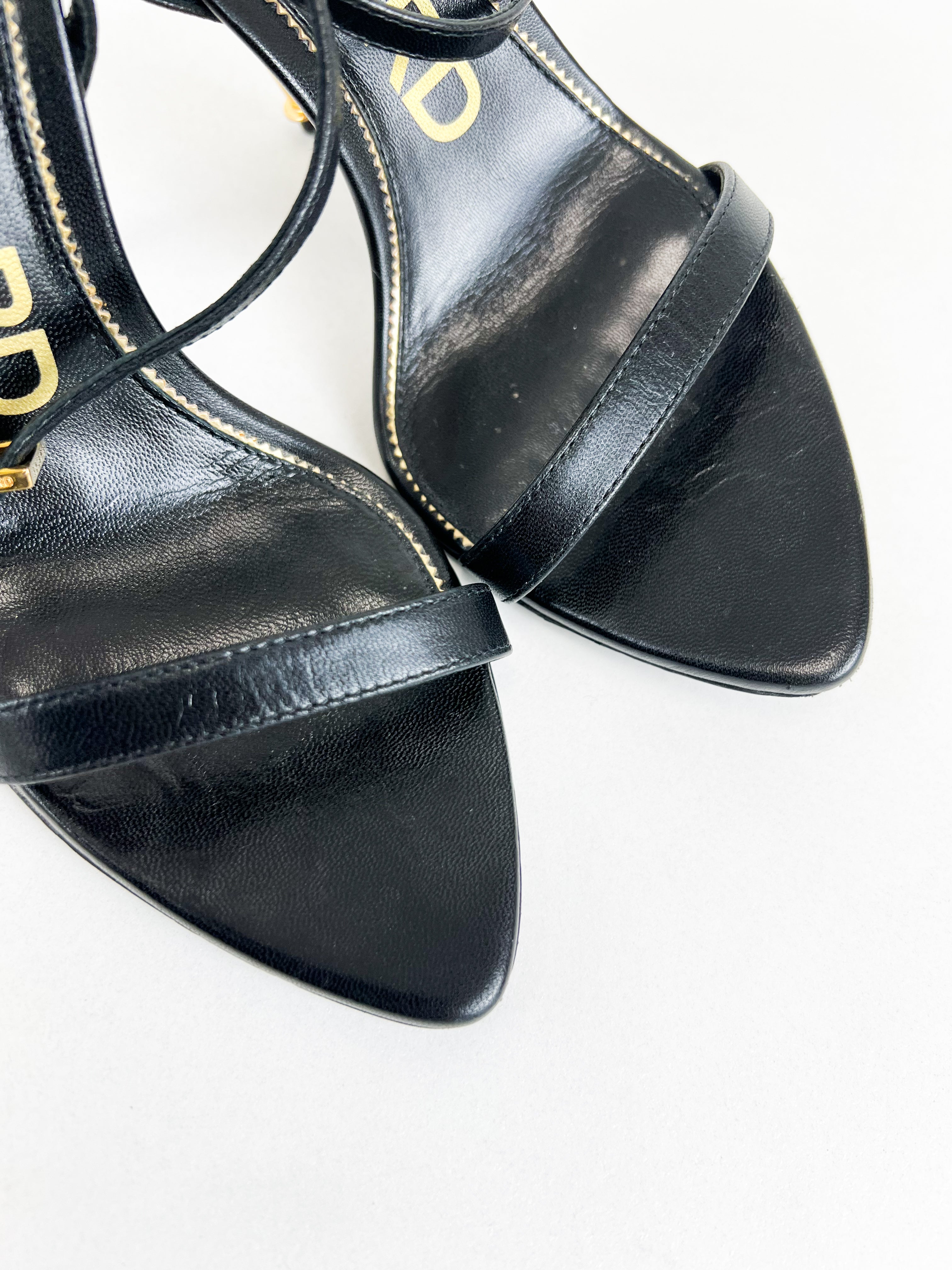 Tom Ford Black Padlock Leather Sandal Size 36