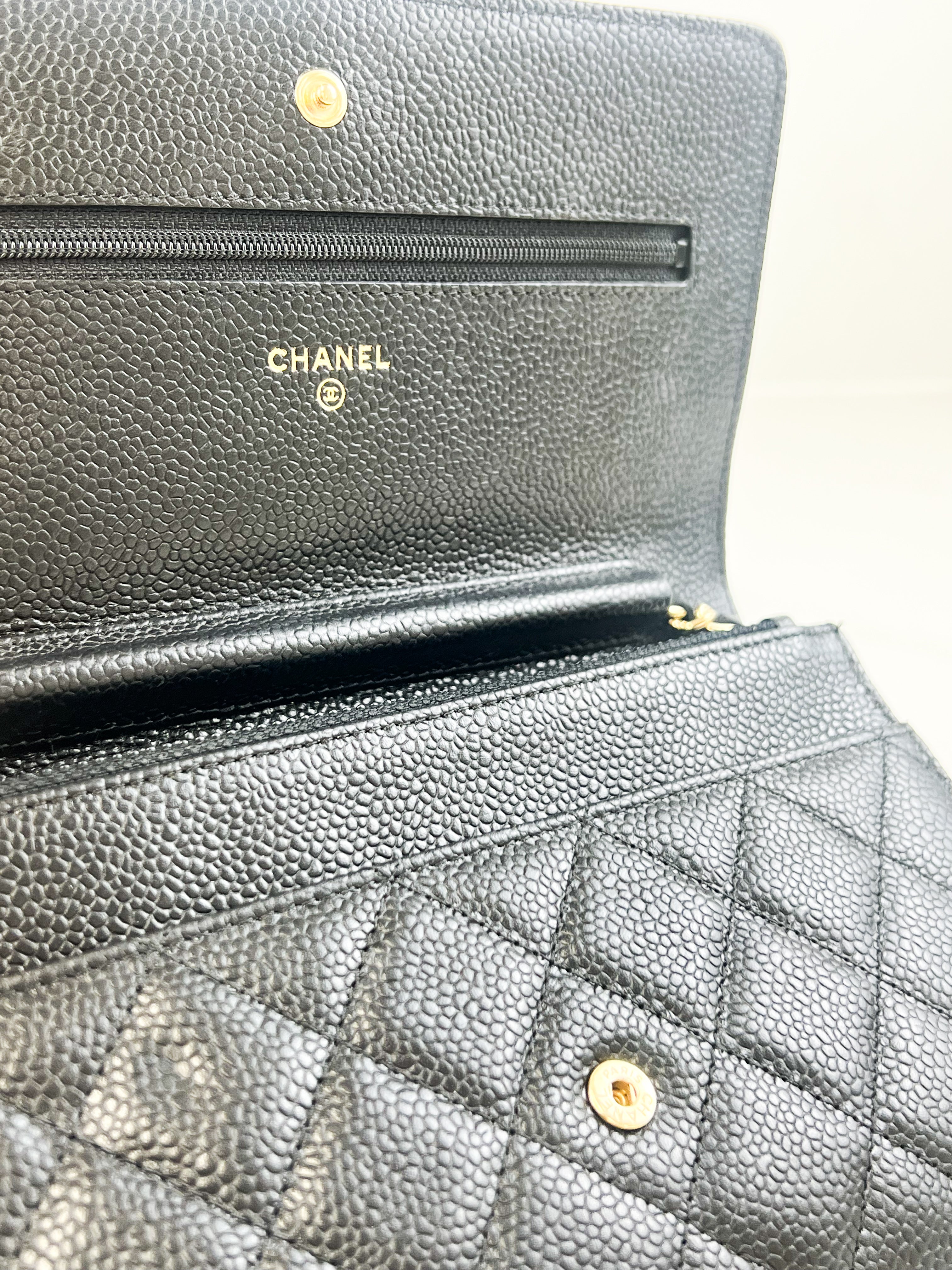 Chanel Black Classic Caviar CC WOC with GHW