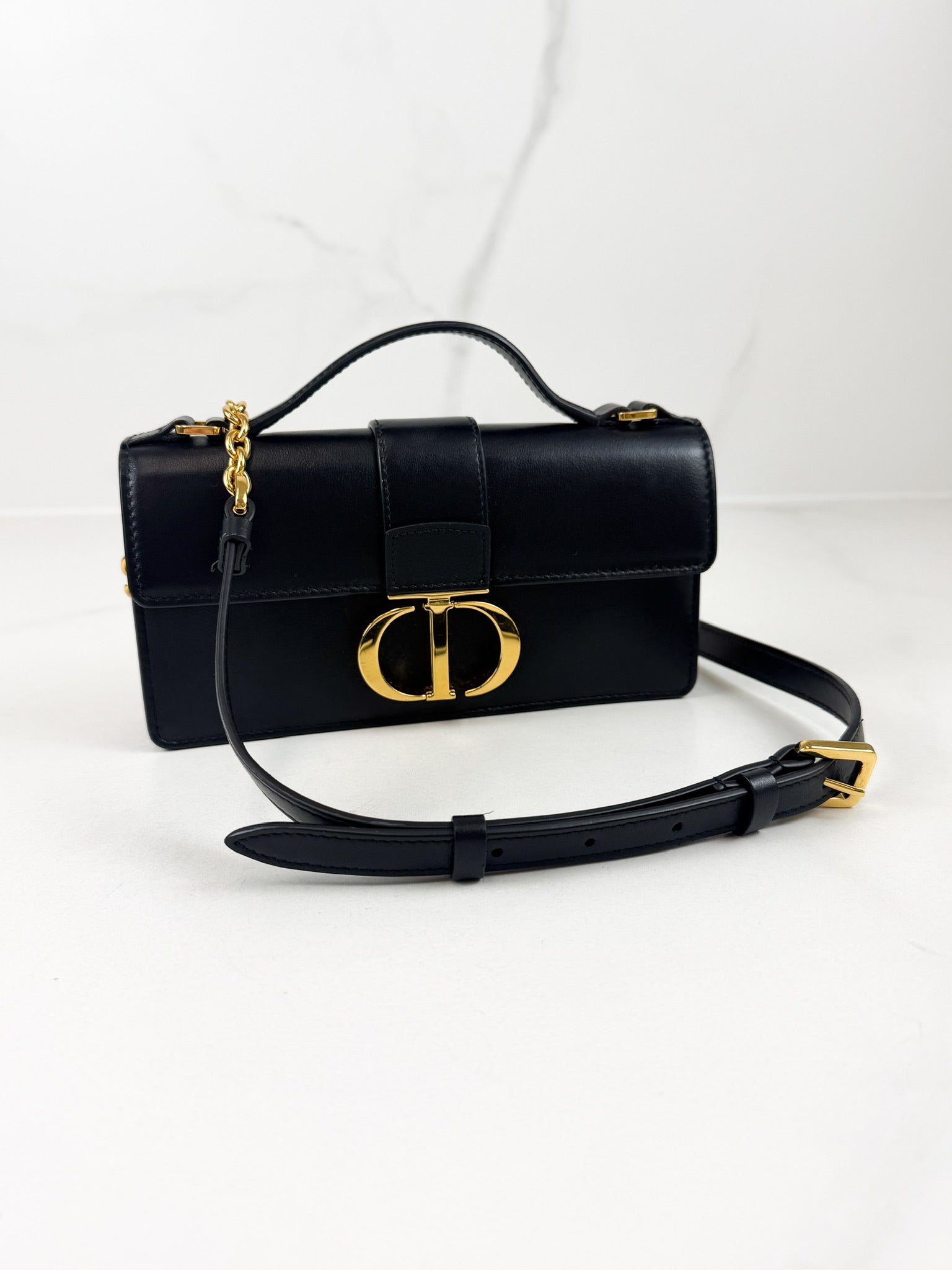 Christian Dior Miss Montaigne Mini Black Leather Top Handle Bag