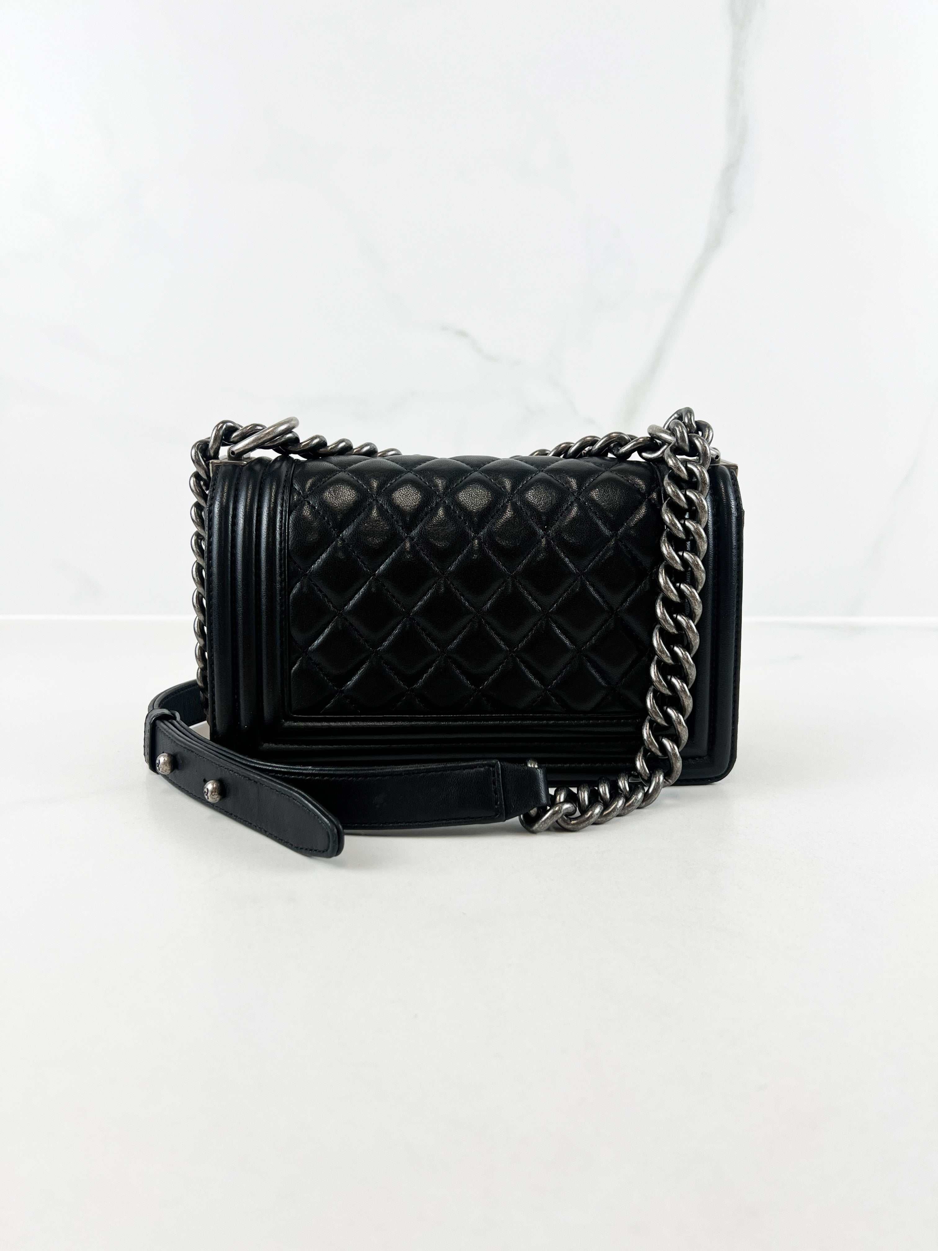 Chanel Small Lambskin Boy Bag with Ruthenium Hardware
