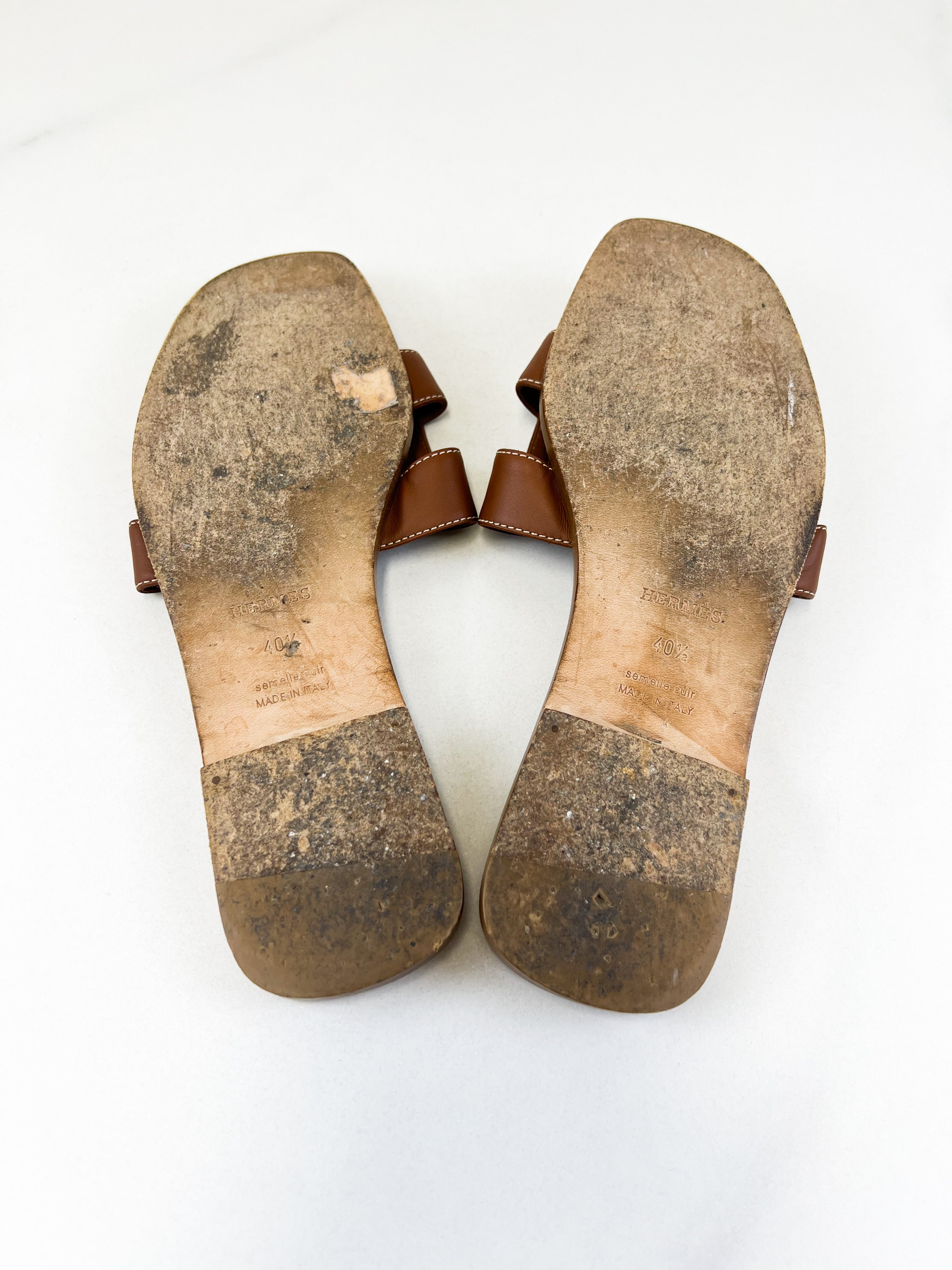 Hermes Oran Sandal in Tan Size 40.5