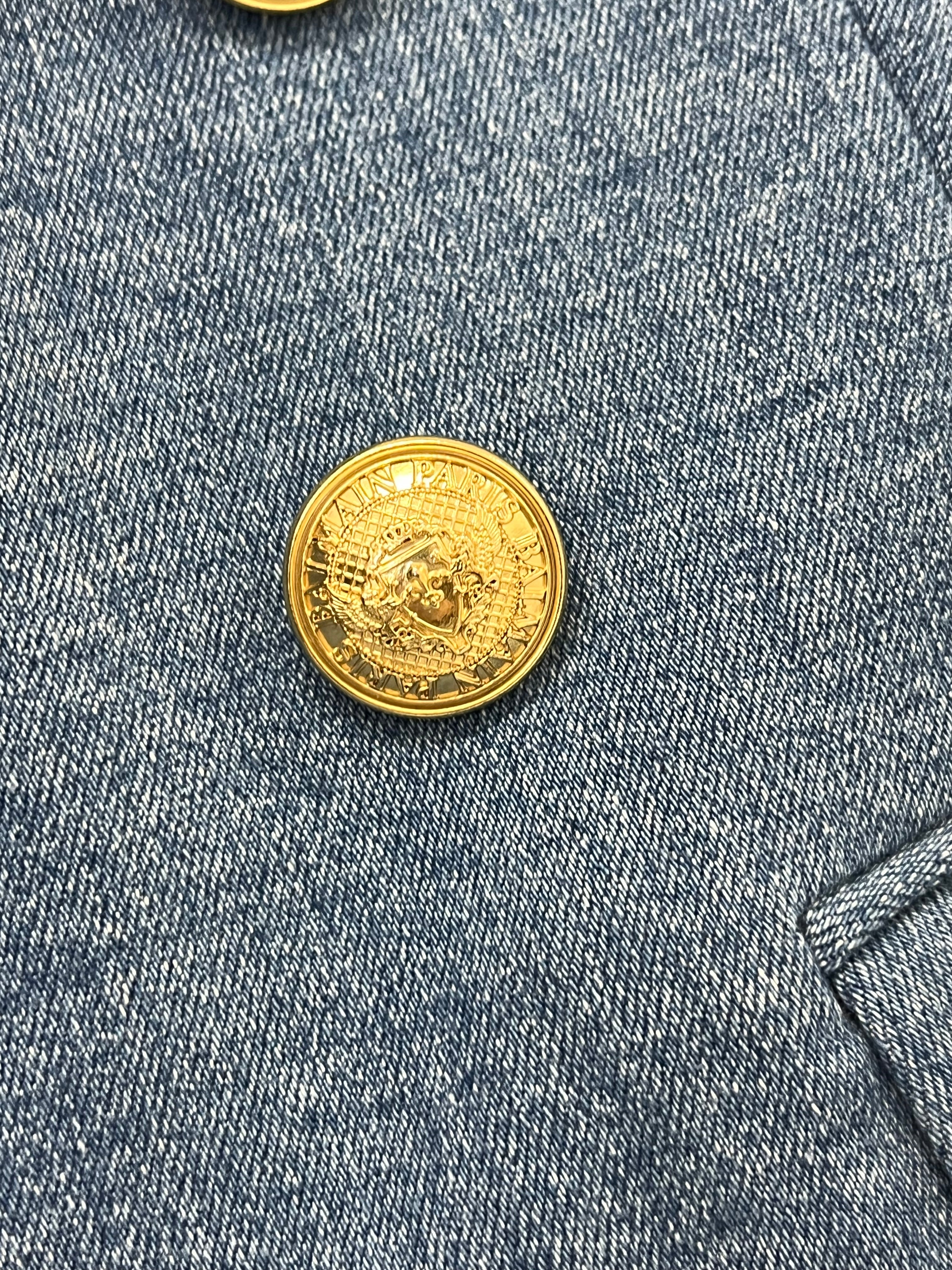 Balmain Blazer with Gold Buttons in Denim Size 36 (8)