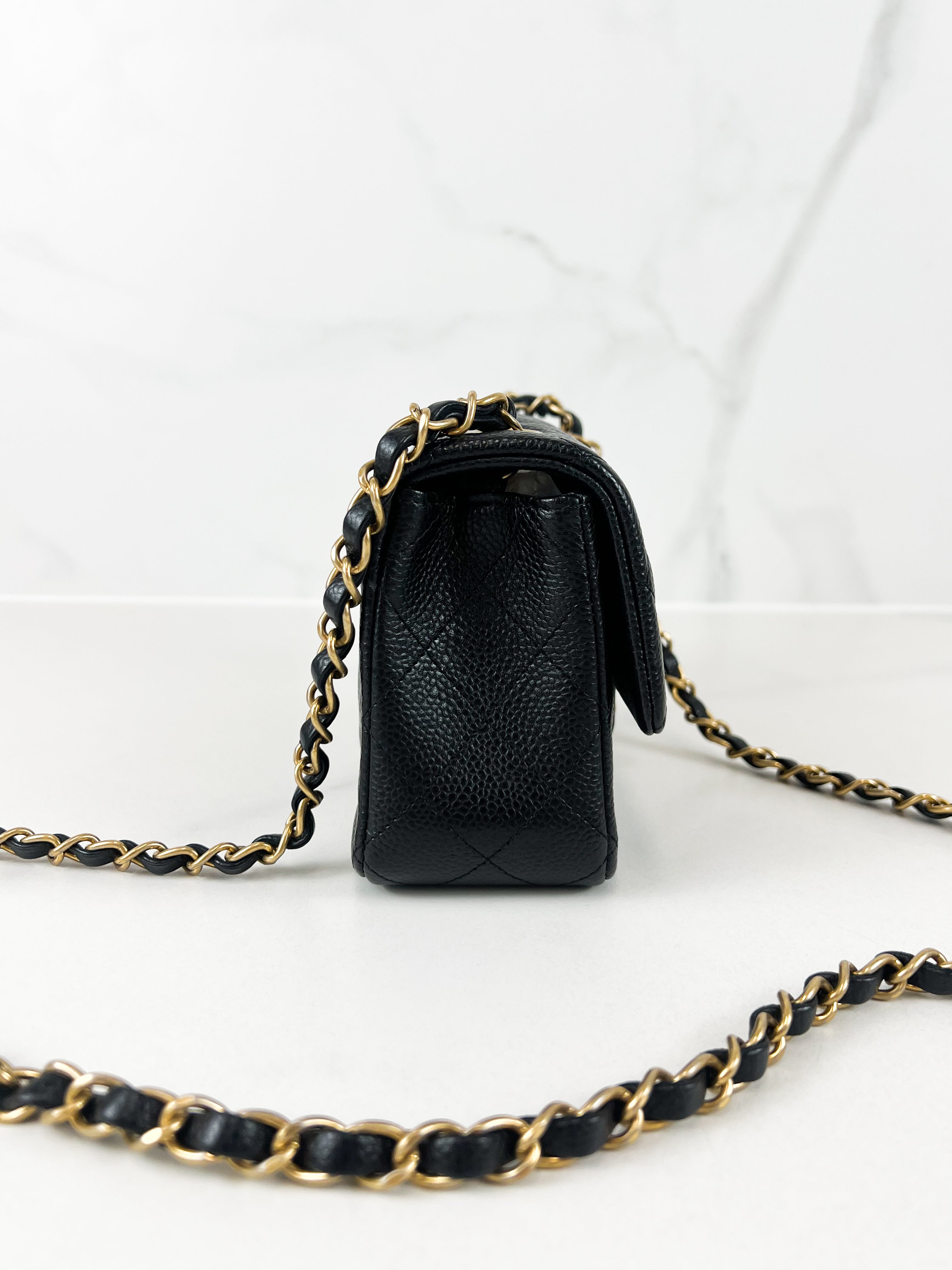 Chanel Rectangular Mini Flap Caviar Shoulder Bag GHW